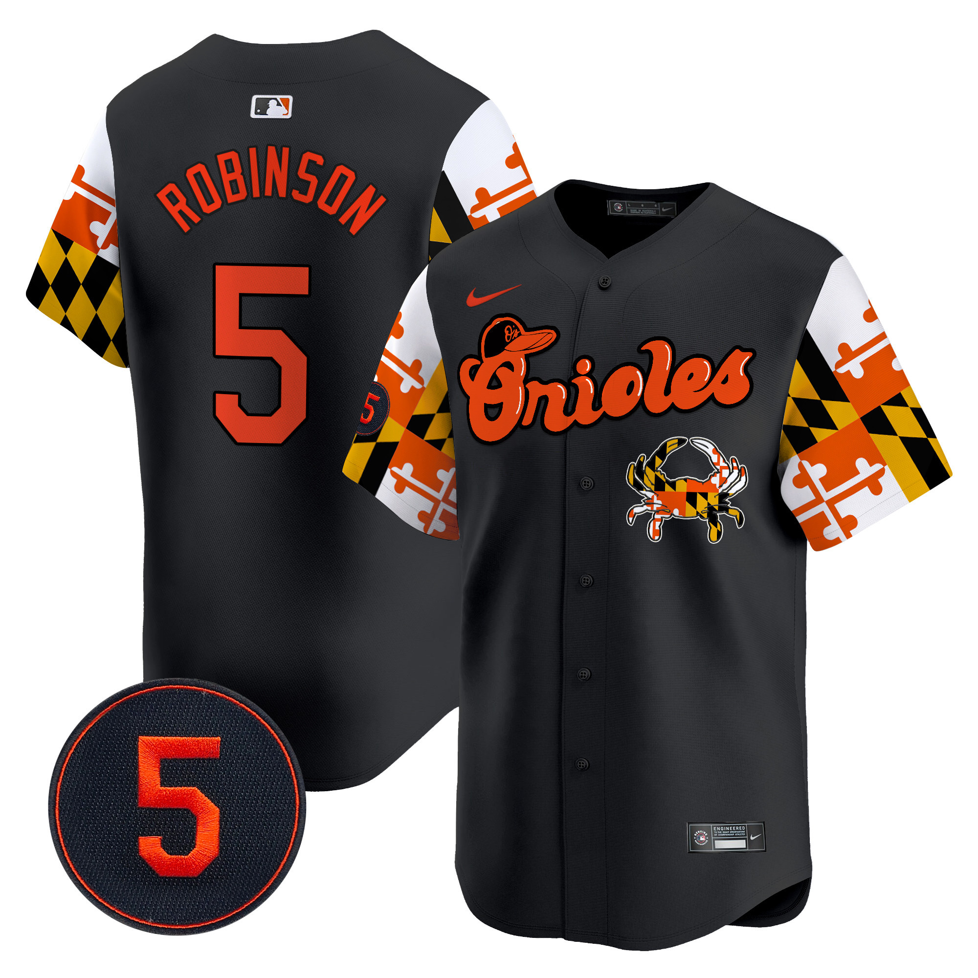 Men's Brooks Robinson Baltimore Orioles Robinson Patch Vapor Premier Limited Black Jersey V7 - All Stitched