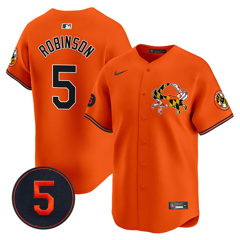 Men's Brooks Robinson Baltimore Orioles Robinson Patch Vapor Premier Limited Orange Jersey V3 - All Stitched
