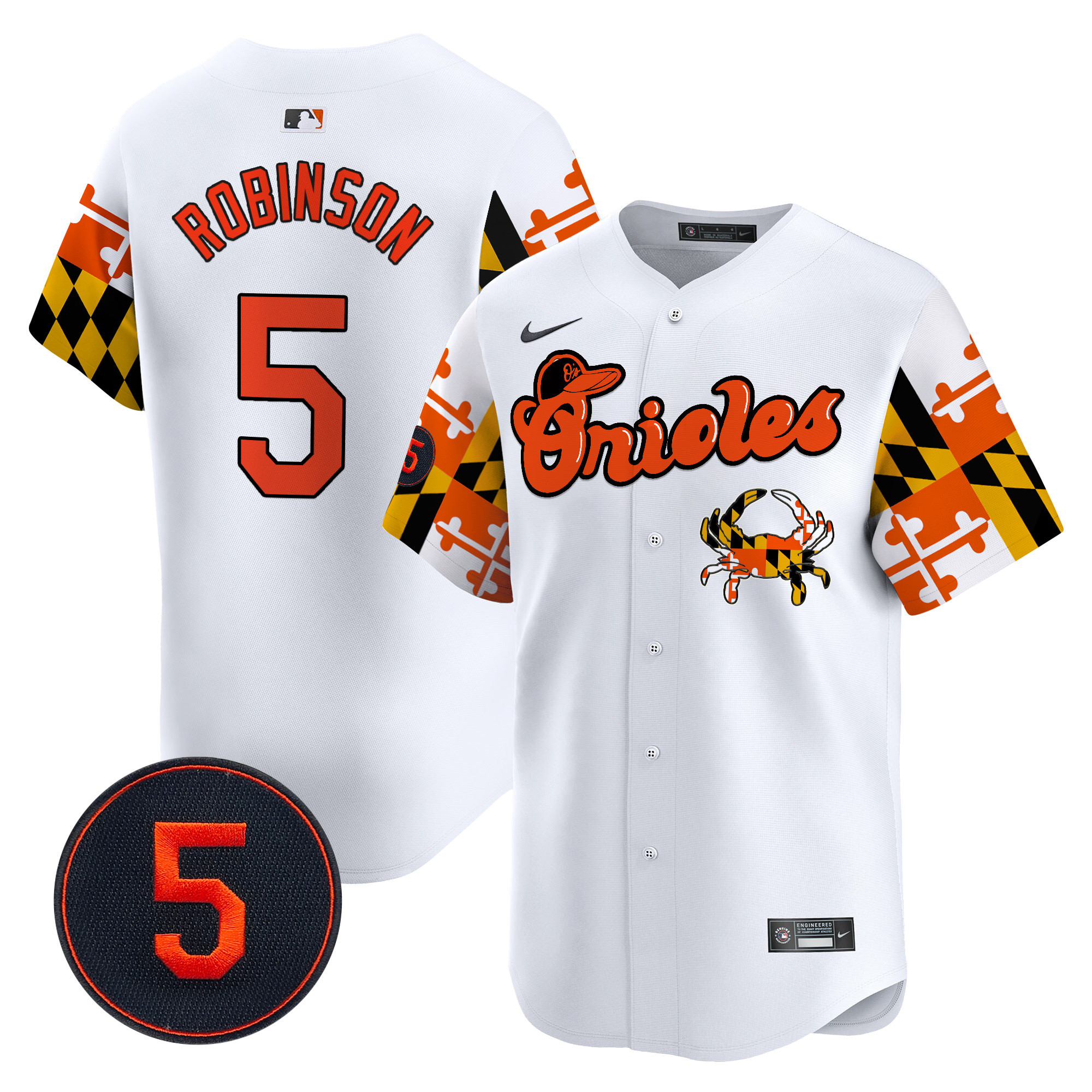Men's Brooks Robinson Baltimore Orioles Robinson Patch Vapor Premier Limited White Jersey V7 - All Stitched
