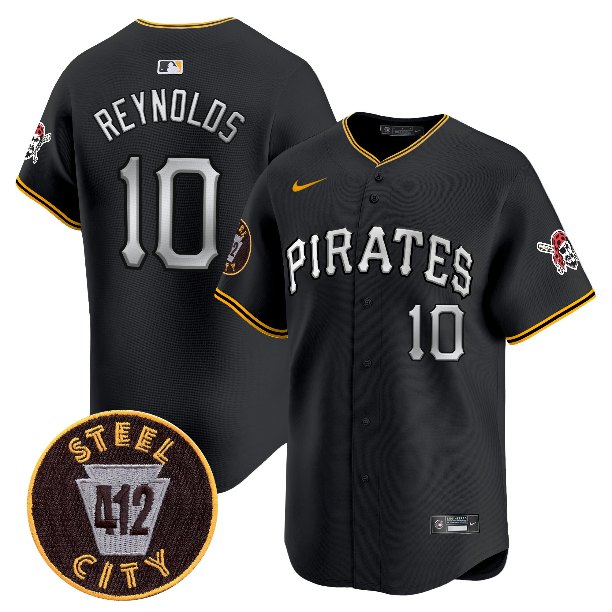 Men's Bryan Reynolds Pittsburgh Pirates 412 Patch Vapor Premier Limited Black Jersey V6 - All Stitched