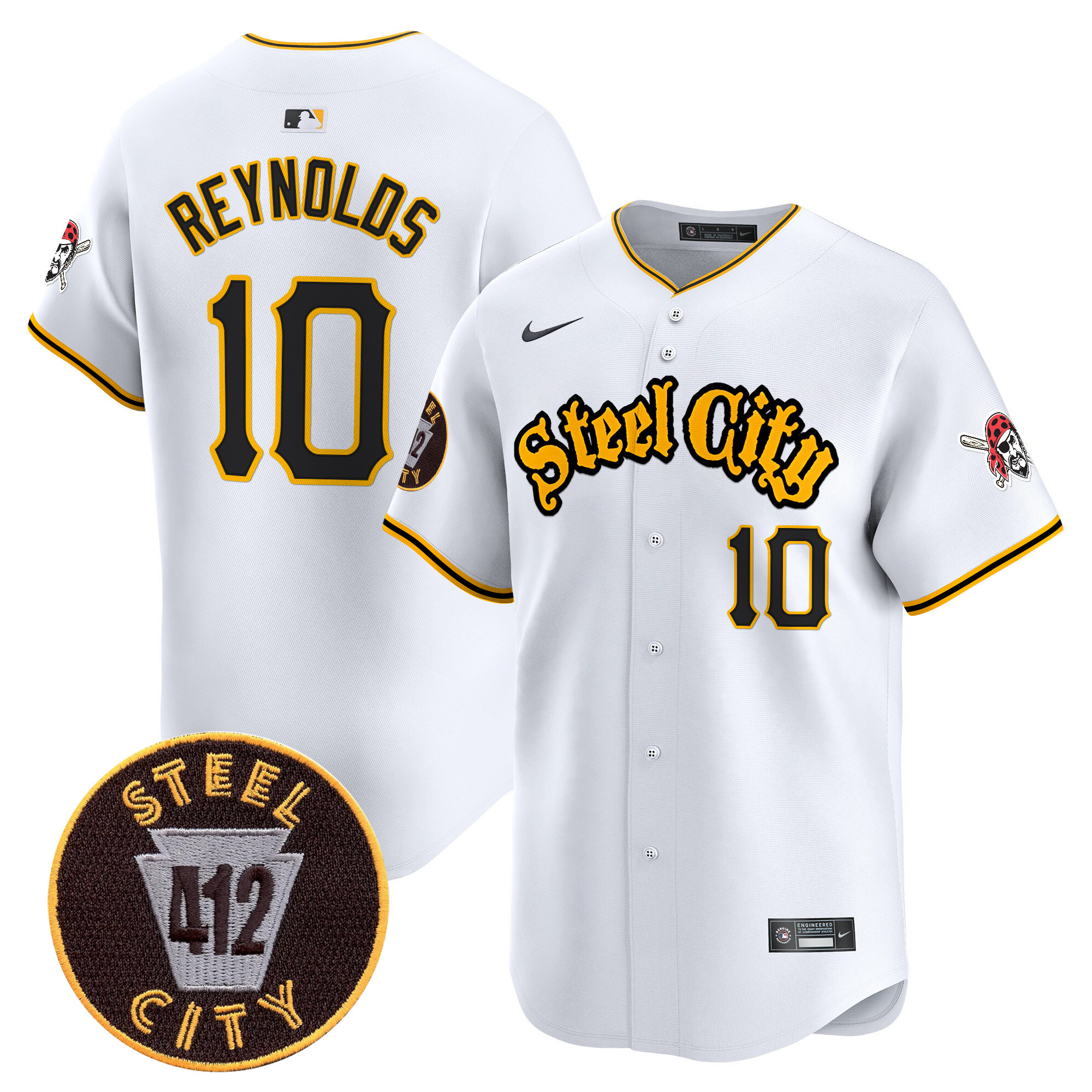 Men's Bryan Reynolds Pittsburgh Pirates 412 Patch Vapor Premier Limited White Jersey - All Stitched