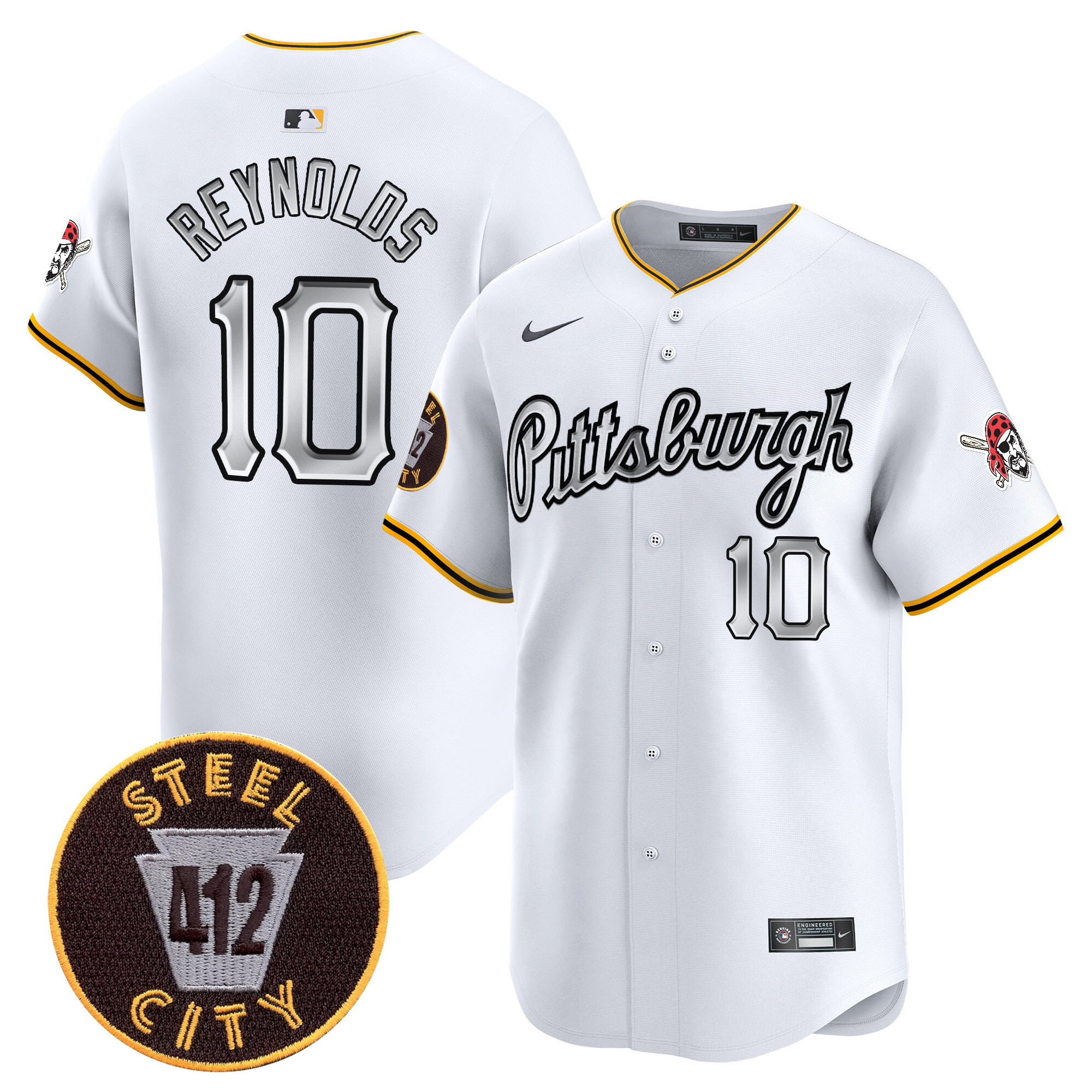 Men's Bryan Reynolds Pittsburgh Pirates 412 Patch Vapor Premier Limited White Jersey V7 - All Stitched