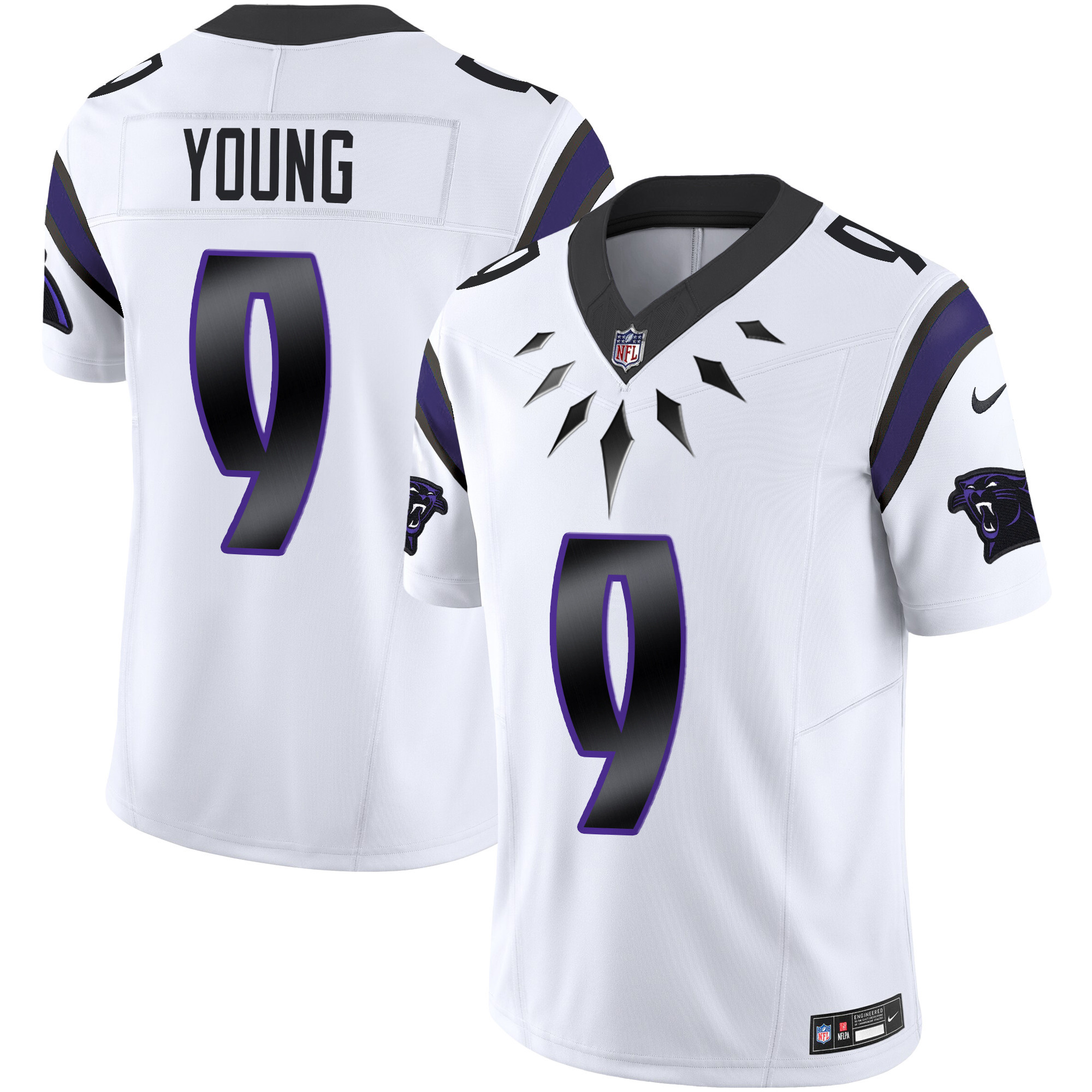 Men's Bryce Young Carolina Panthers Wakanda Vapor Limited White Jersey - All Stitched