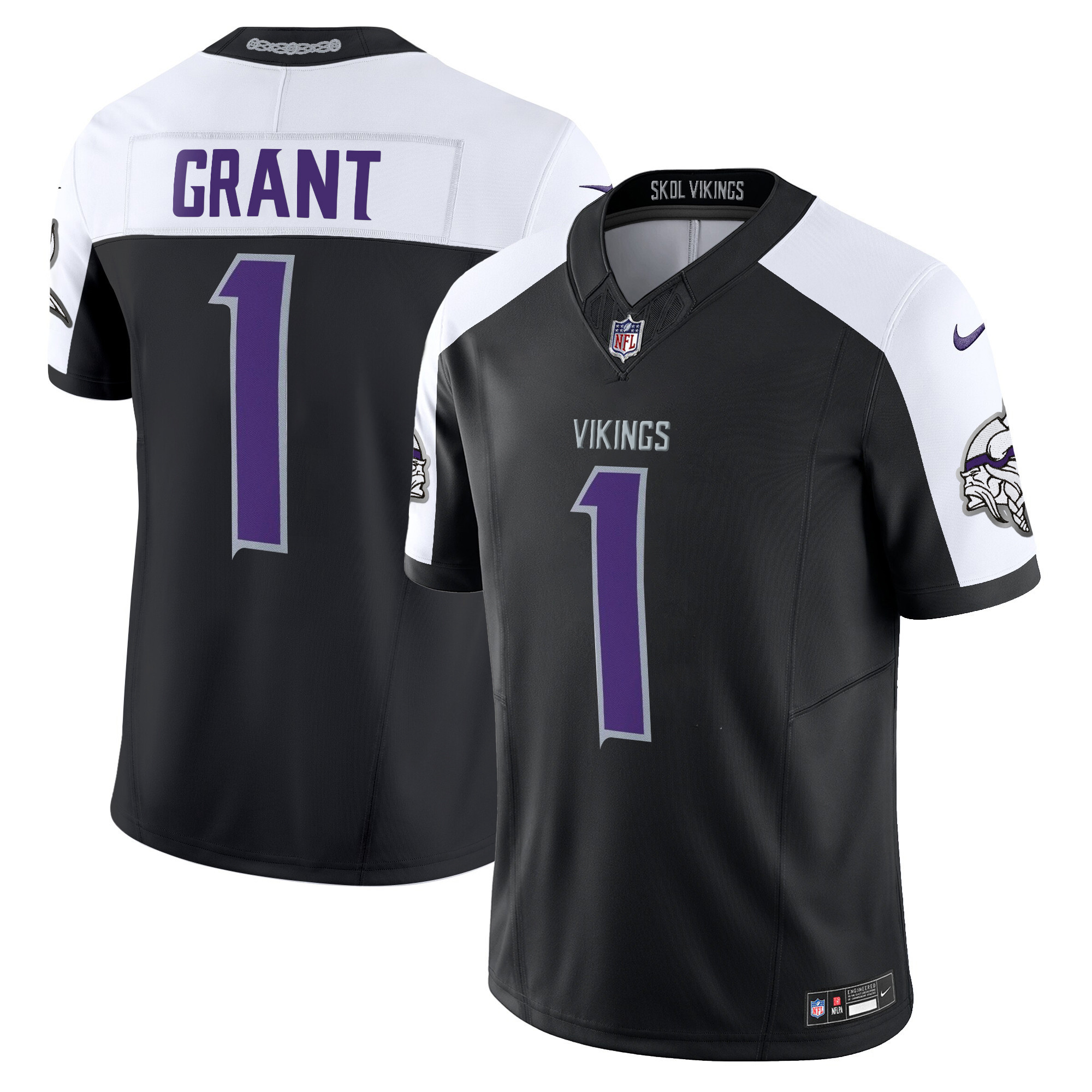 Men's Bud Grant 2024 Minnesota Vikings Winter Warrior Vapor Limited Black Alternate Jersey - All Stitched