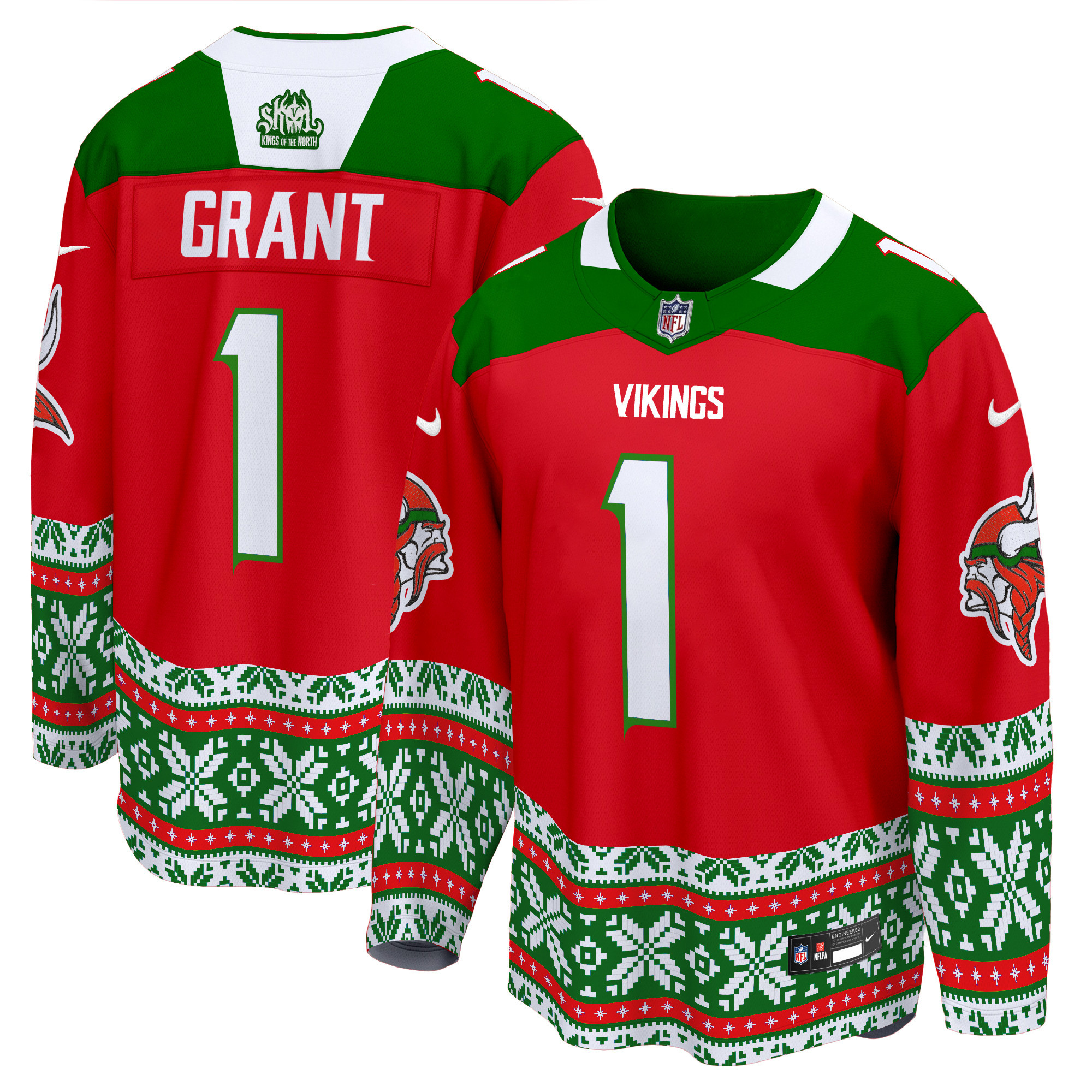 Men's Bud Grant Minnesota Vikings 2024 Christmas Premier Breakaway Red Jersey - All Stitched