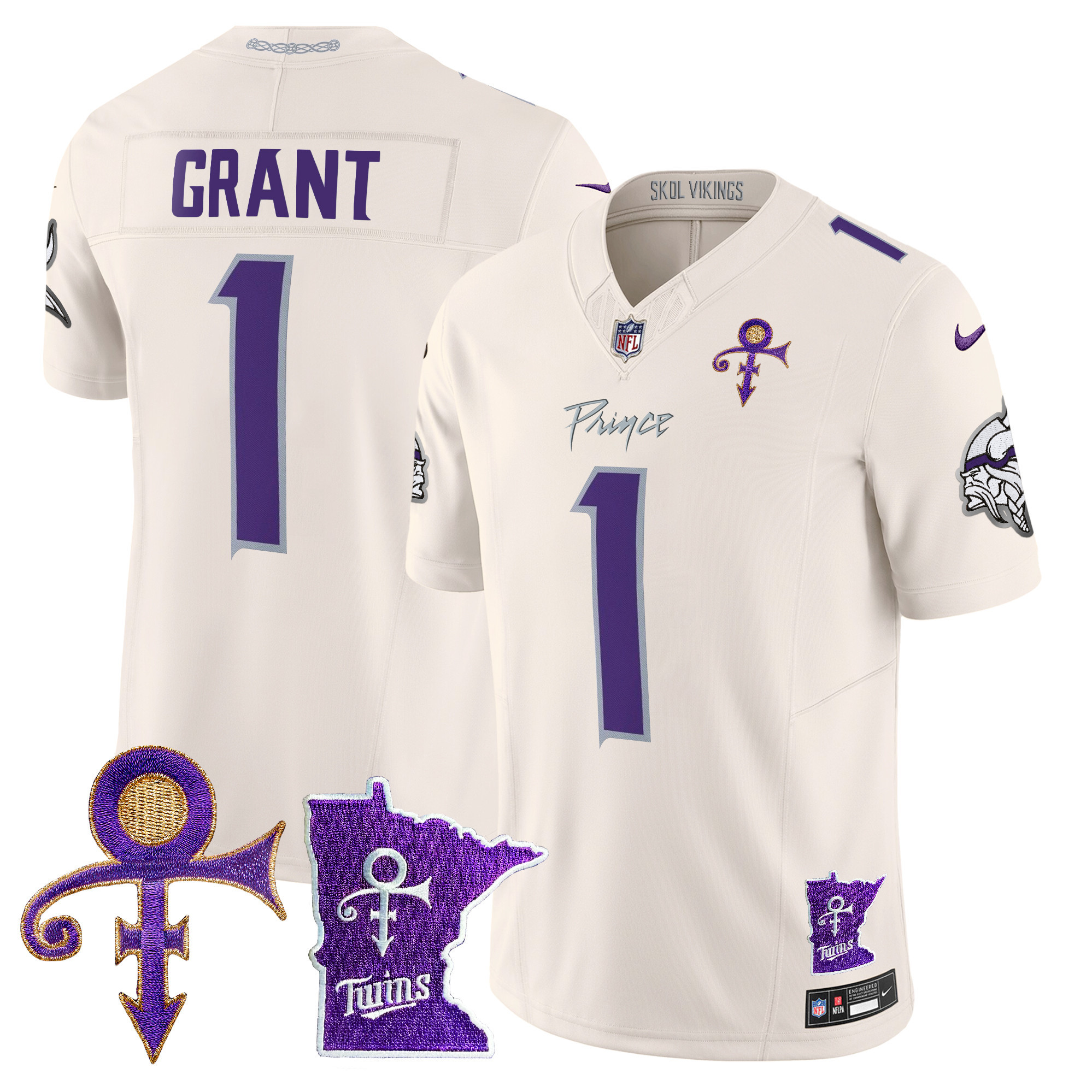 Men's Bud Grant Minnesota Vikings 2024 Prince Vapor Limited Cream Jersey V2 - All Stitched