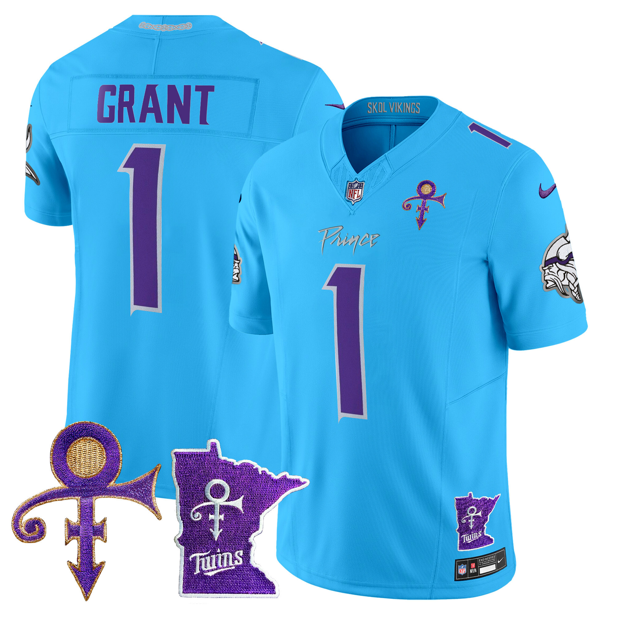 Men's Bud Grant Minnesota Vikings 2024 Prince Vapor Limited Light Blue Jersey V2 - All Stitched
