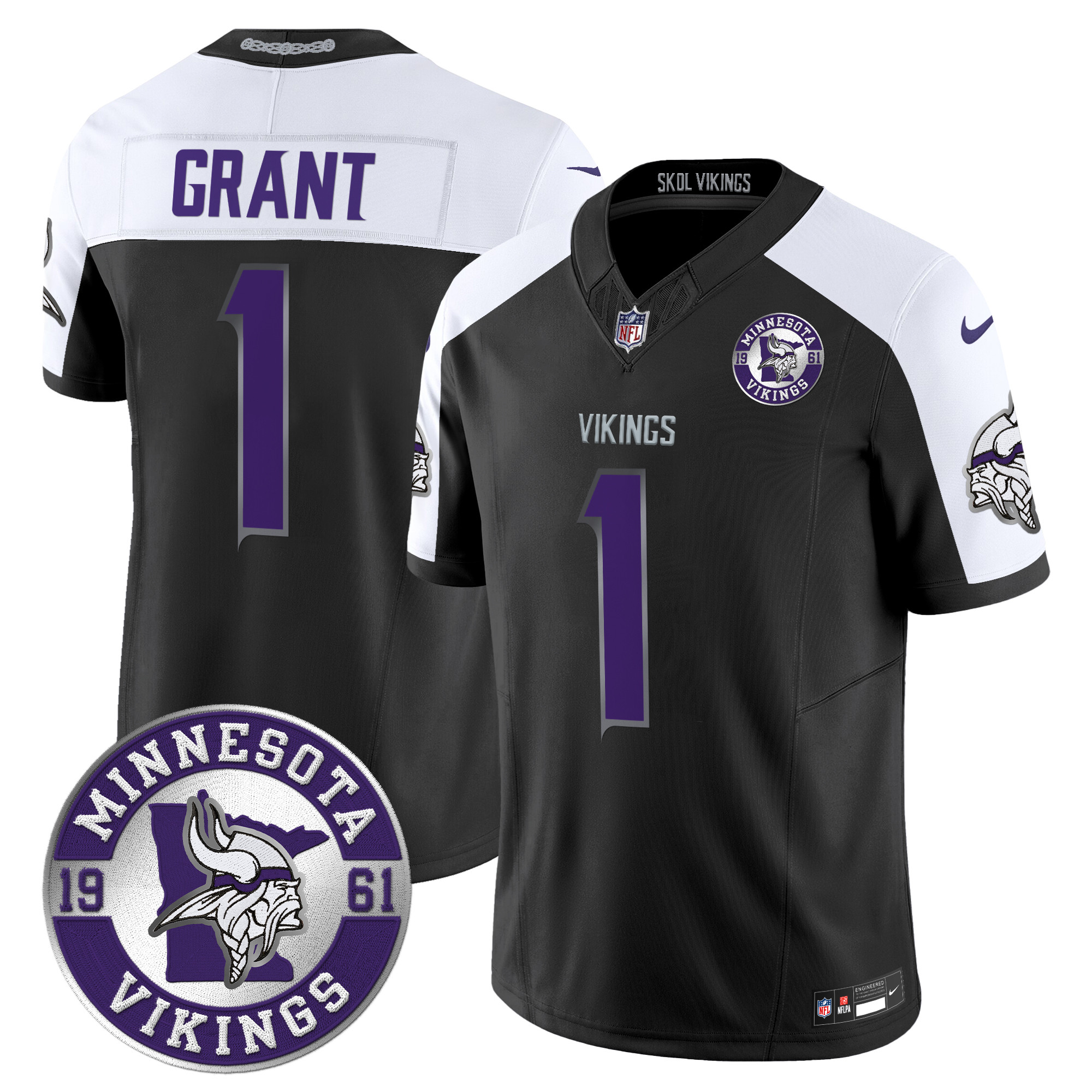 Men's Bud Grant Minnesota Vikings 2024 Vapor Limited Black Alternate Jersey - All Stitched