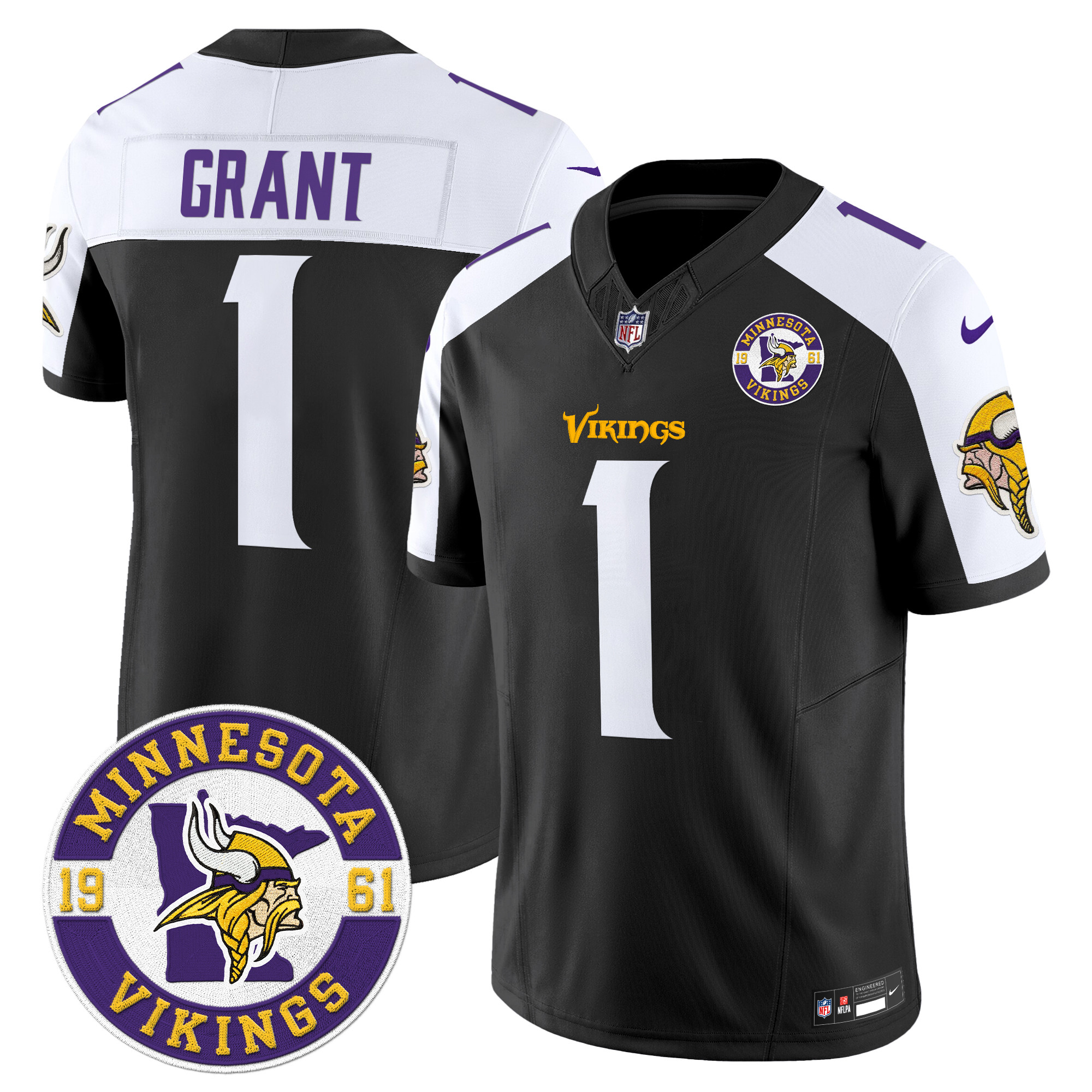 Men's Bud Grant Minnesota Vikings 2024 Vapor Limited Black Alternate Jersey - All Stitched