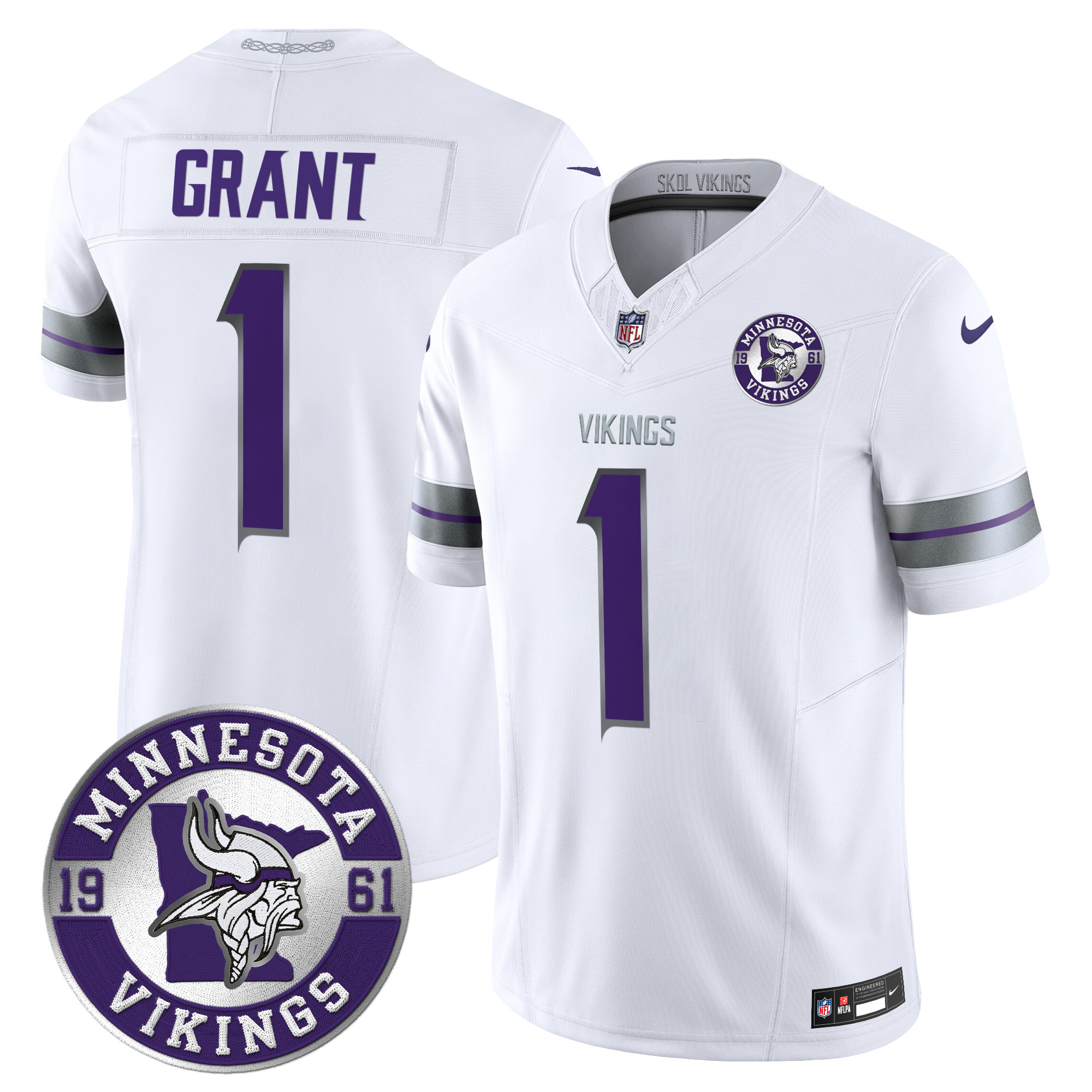Men's Bud Grant Minnesota Vikings 2024 Vapor Limited White Jersey - All Stitched