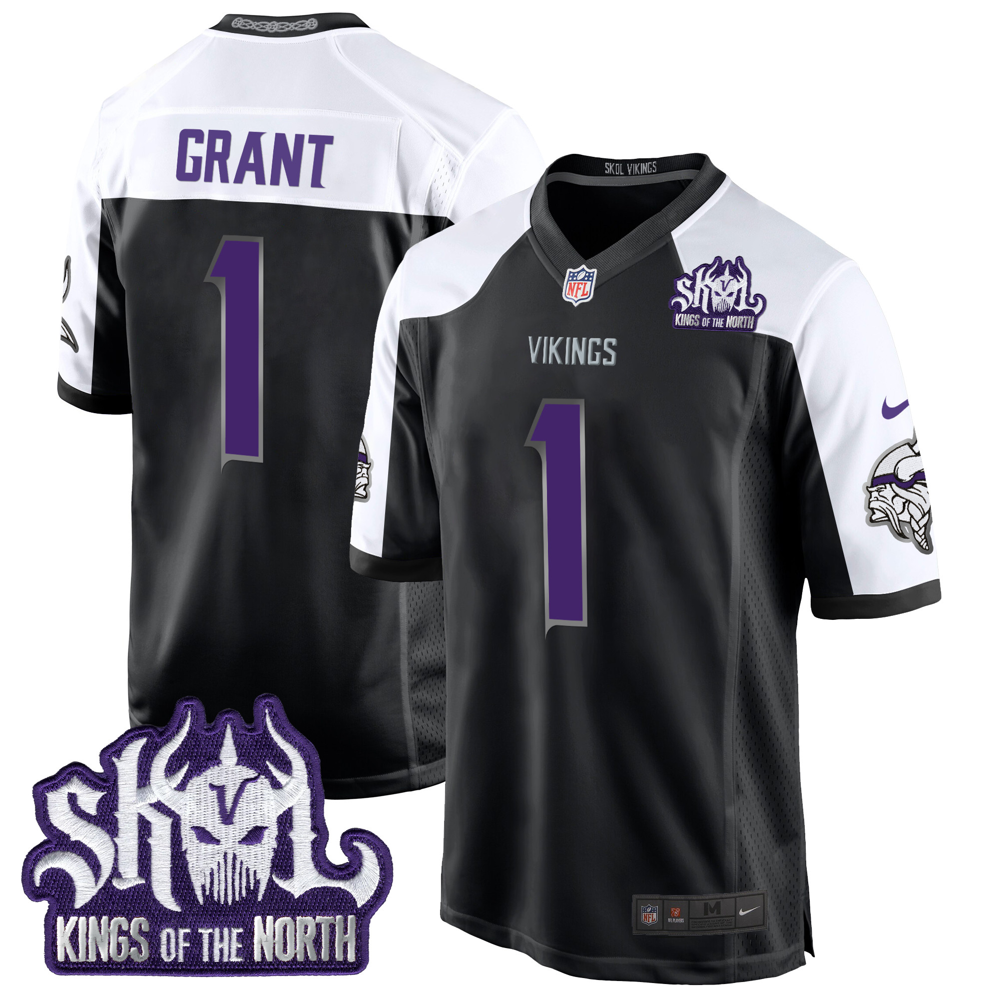 Men's Bud Grant Minnesota Vikings 2024 Winter Warrior Skol Patch Game Black Alternate Jersey - All Stitched