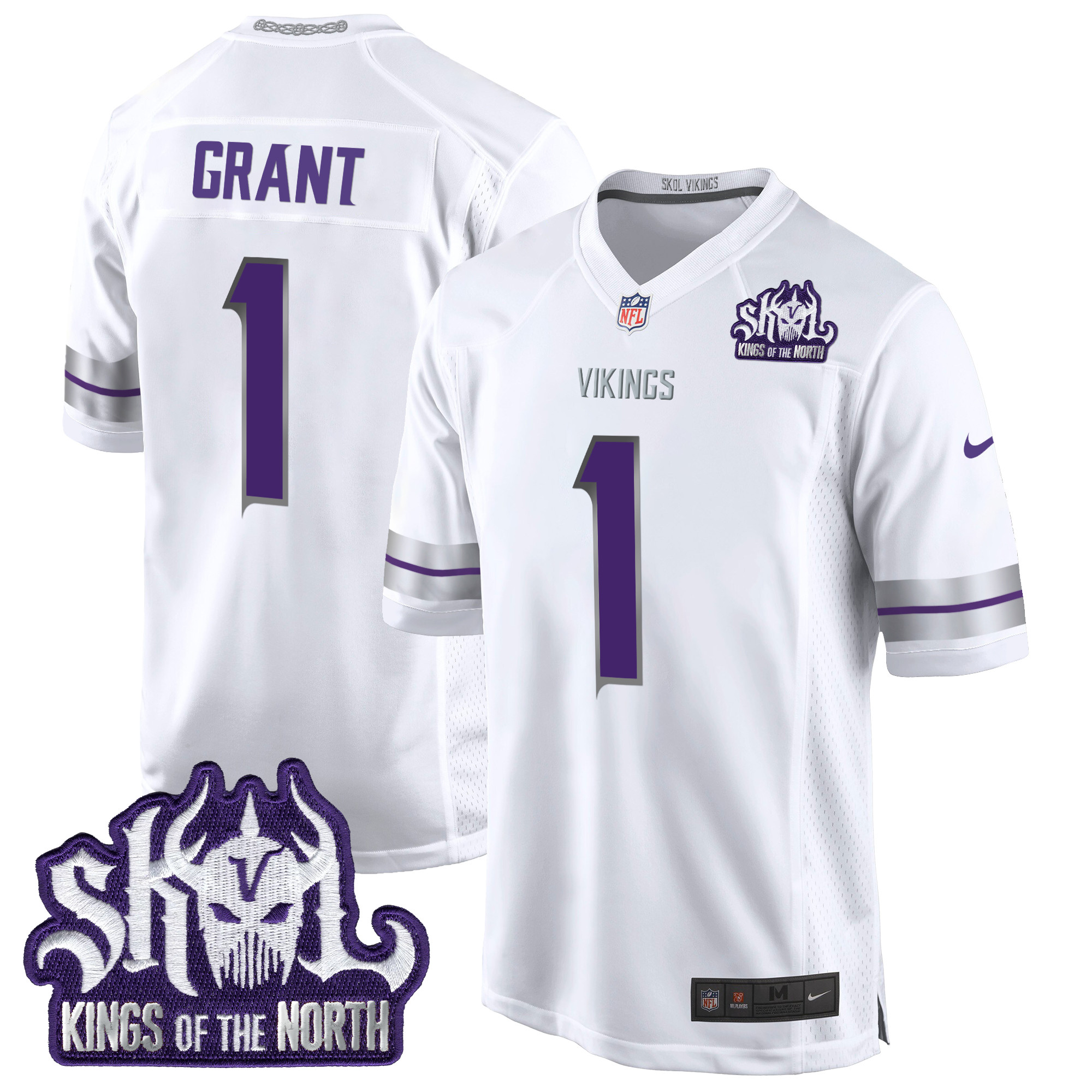 Men's Bud Grant Minnesota Vikings 2024 Winter Warrior Skol Patch Game White Jersey - All Stitched