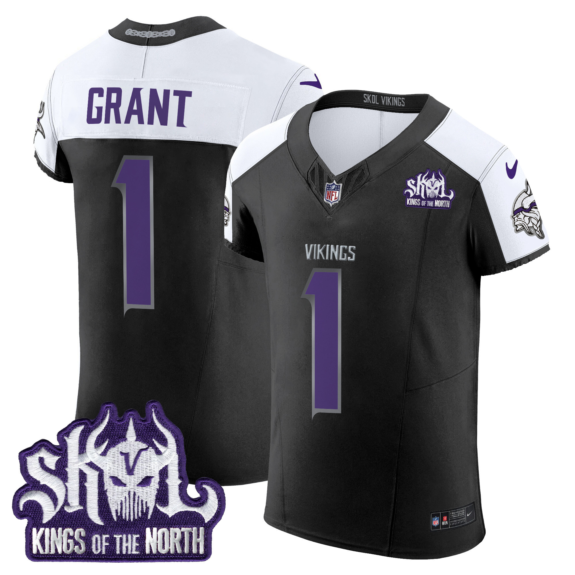 Men's Bud Grant Minnesota Vikings 2024 Winter Warrior Skol Patch Vapor Elite Black Alternate Jersey - All Stitched