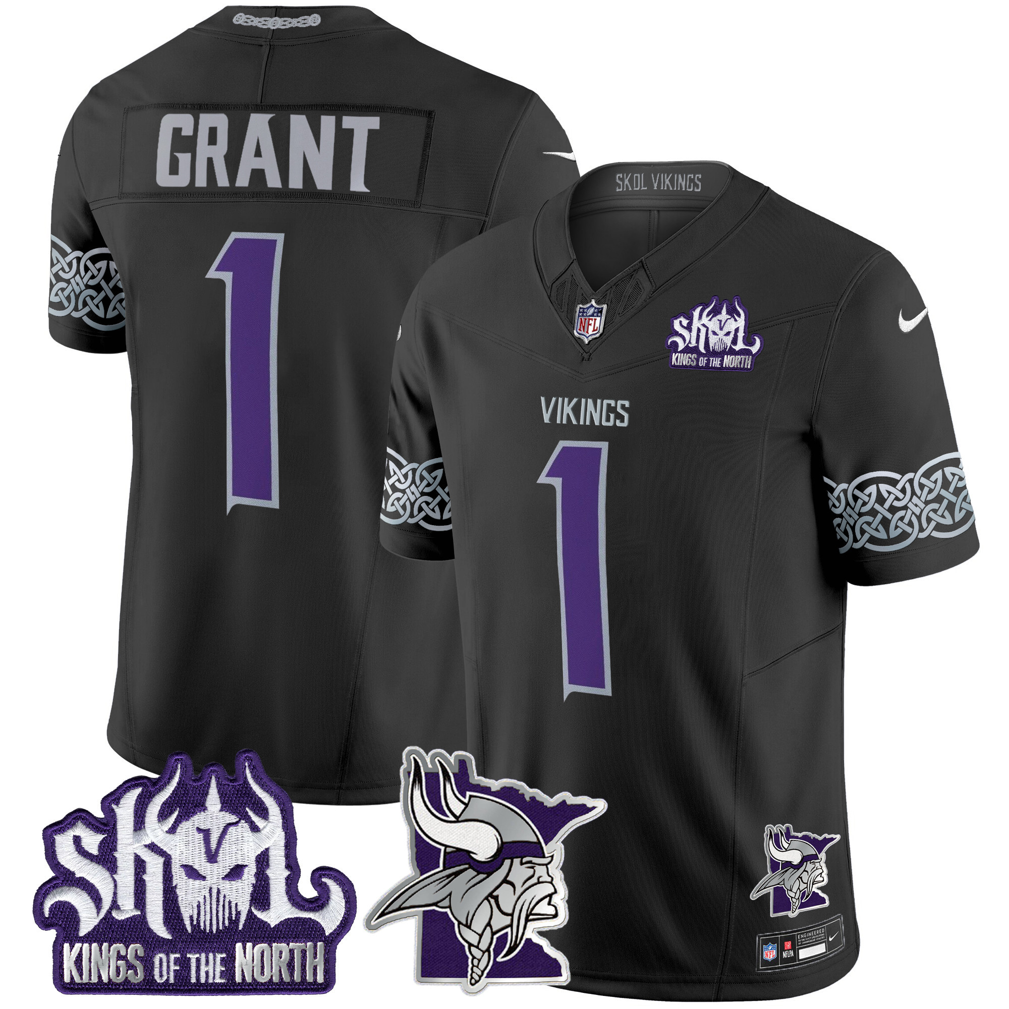 Men's Bud Grant Minnesota Vikings 2024 Winter Warrior Skol Patch Vapor Limited Black Jersey V2 - All Stitched