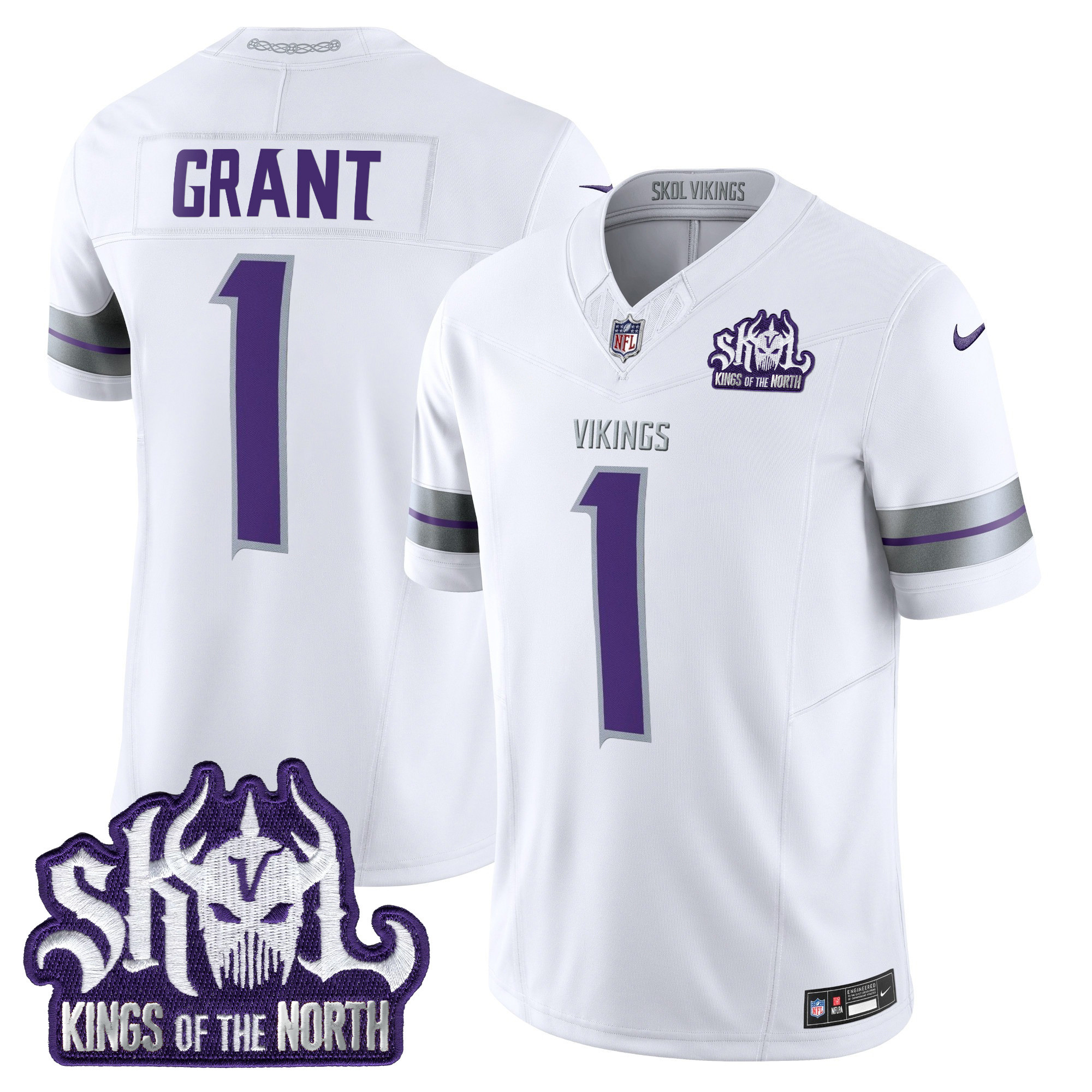 Men's Bud Grant Minnesota Vikings 2024 Winter Warrior Skol Patch Vapor Limited White Jersey - All Stitched