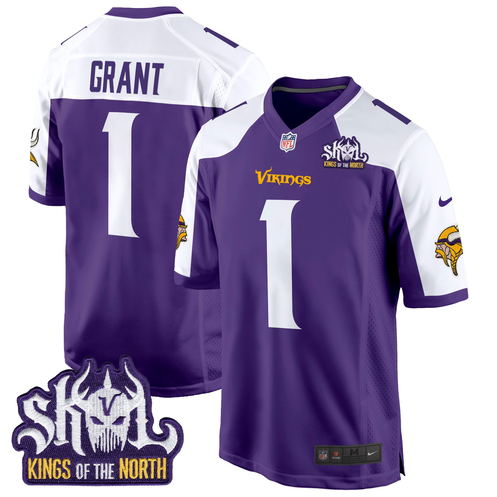 Men's Bud Grant Minnesota Vikings King Of The North Patch Game Purple Alternate Jersey - All Stitched