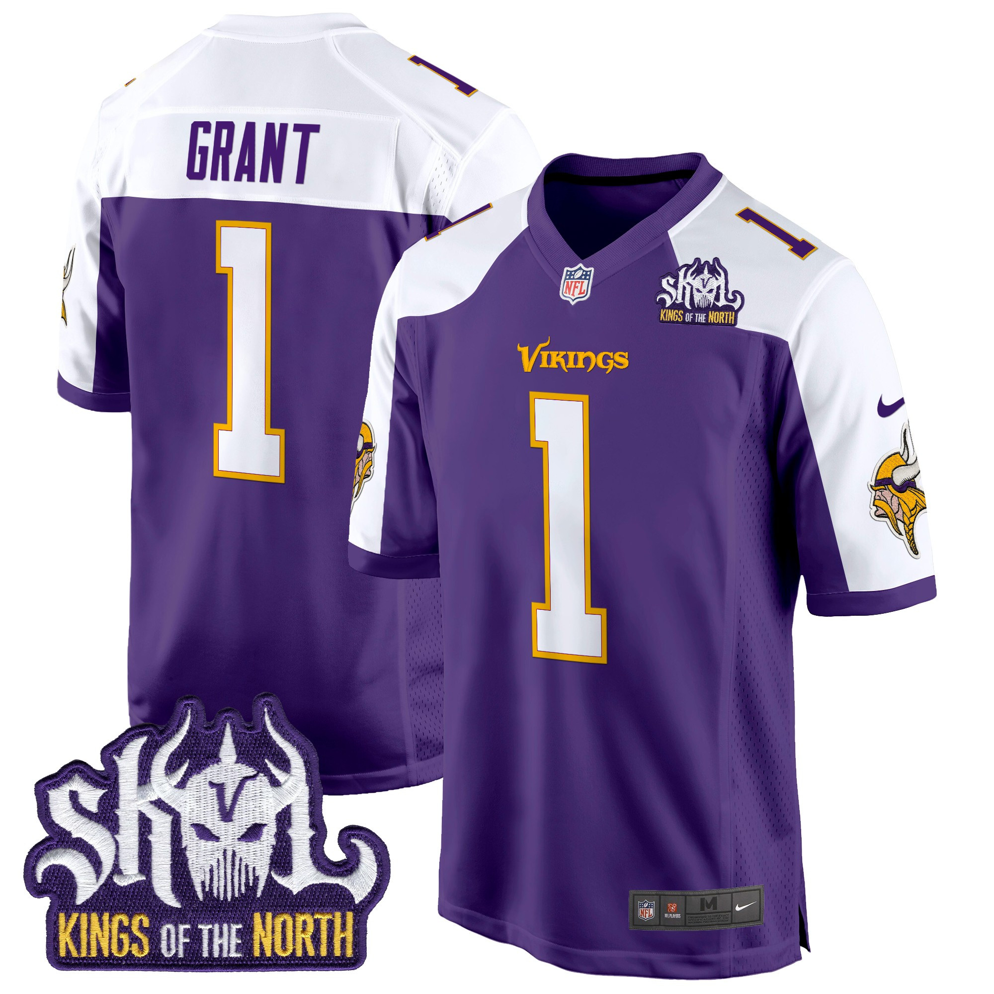 Men's Bud Grant Minnesota Vikings King Of The North Patch Throwback Game Purple Alternate Jersey - All Stitched