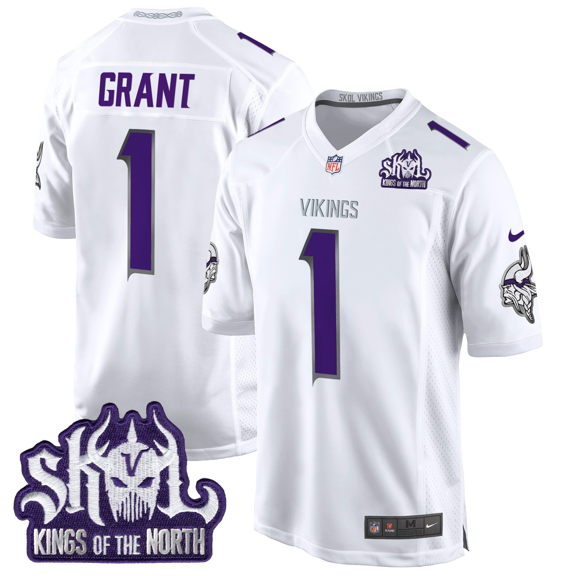 Men's Bud Grant Minnesota Vikings King Of The North Patch Throwback Game Winter Warrior Jersey - All Stitched