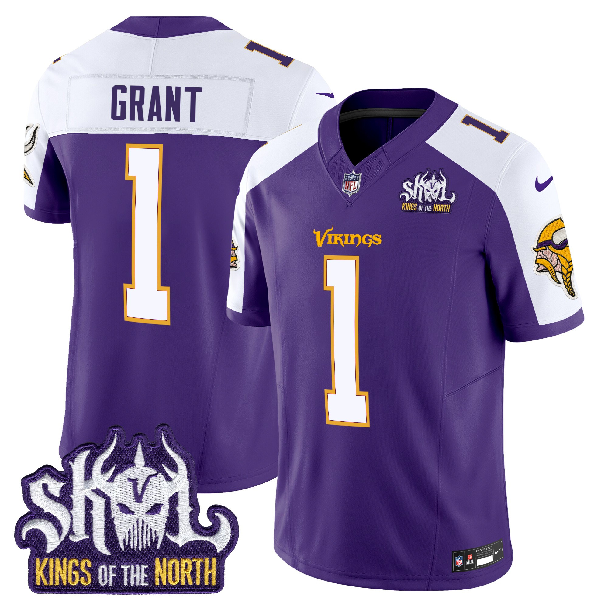 Men's Bud Grant Minnesota Vikings King Of The North Patch Throwback Vapor Limited Purple Alternate Jersey - All Stitched