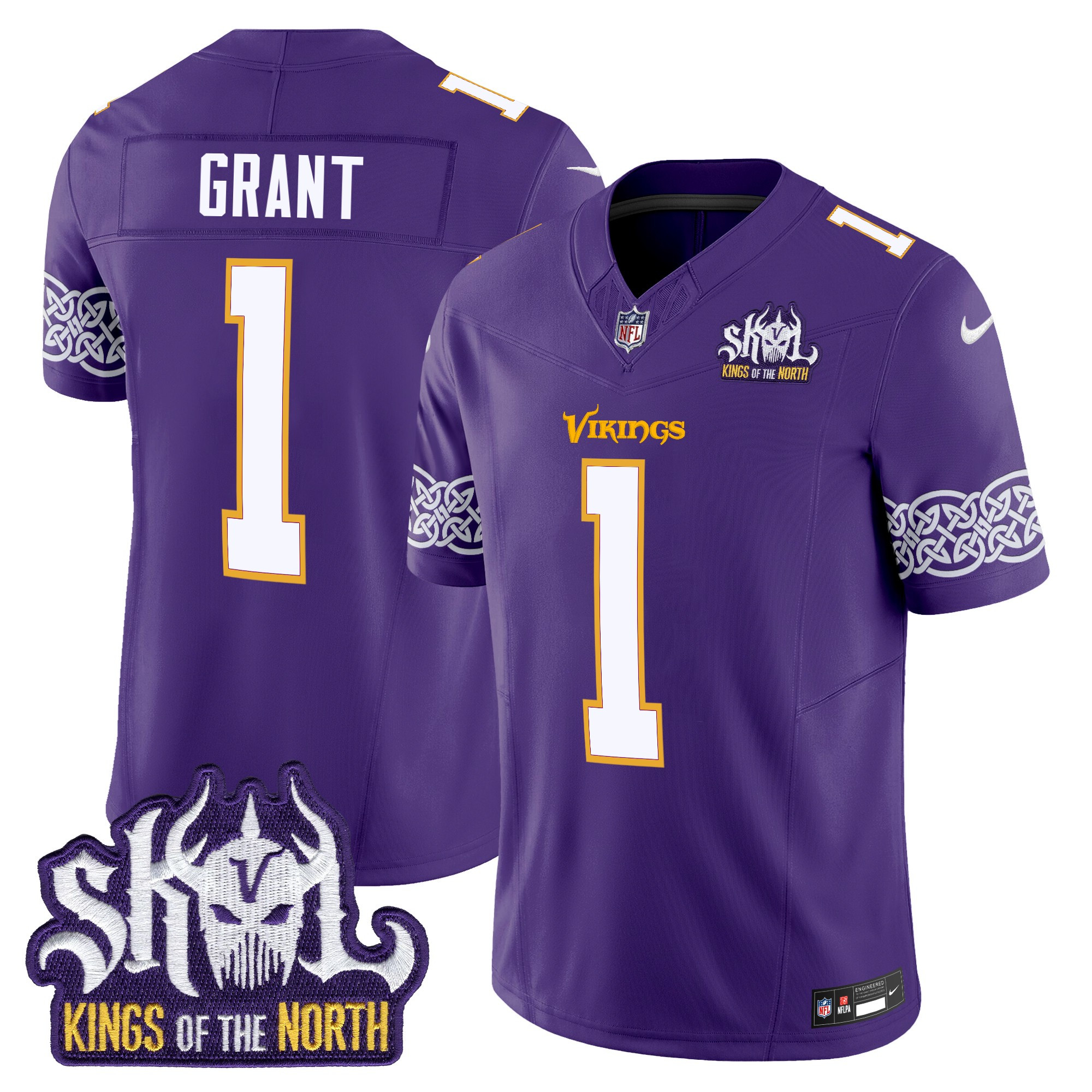 Men's Bud Grant Minnesota Vikings King Of The North Patch Throwback Vapor Limited Purple Jersey - All Stitched