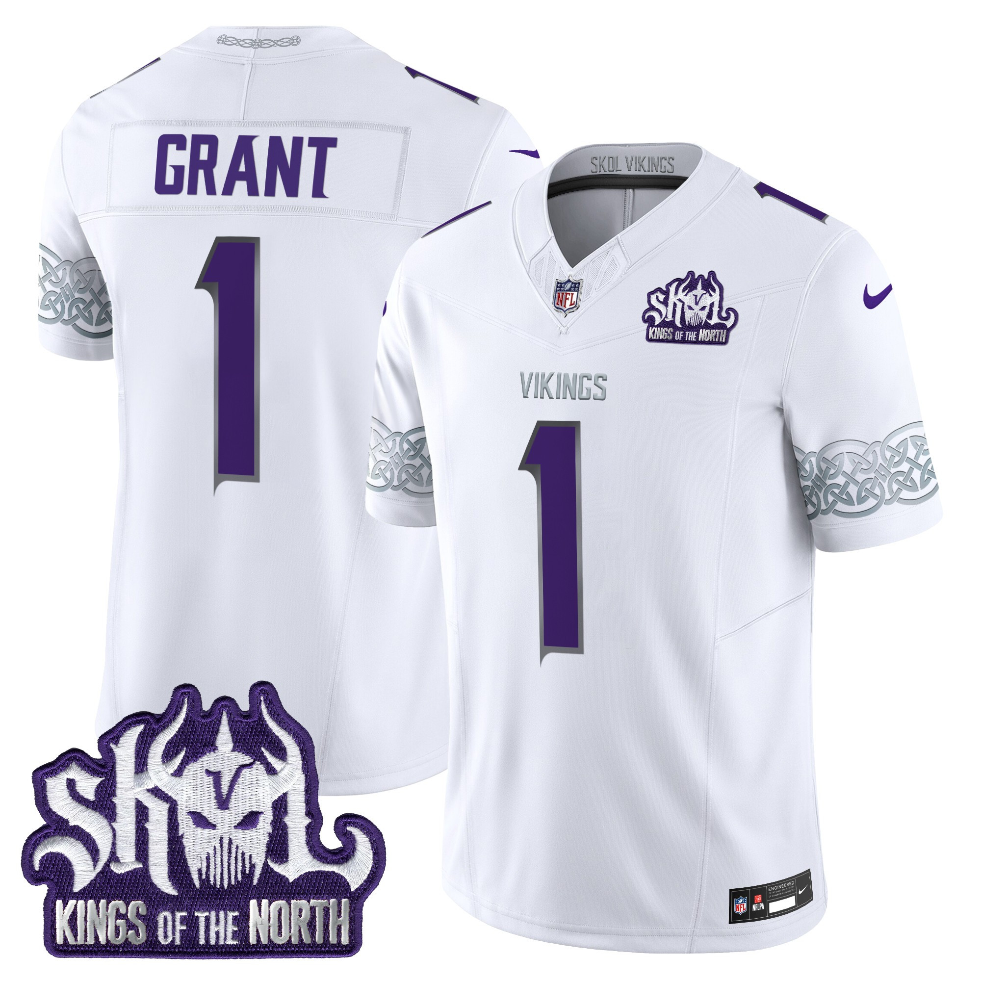 Men's Bud Grant Minnesota Vikings King Of The North Patch Throwback Vapor Limited Winter Warrior Jersey - All Stitched