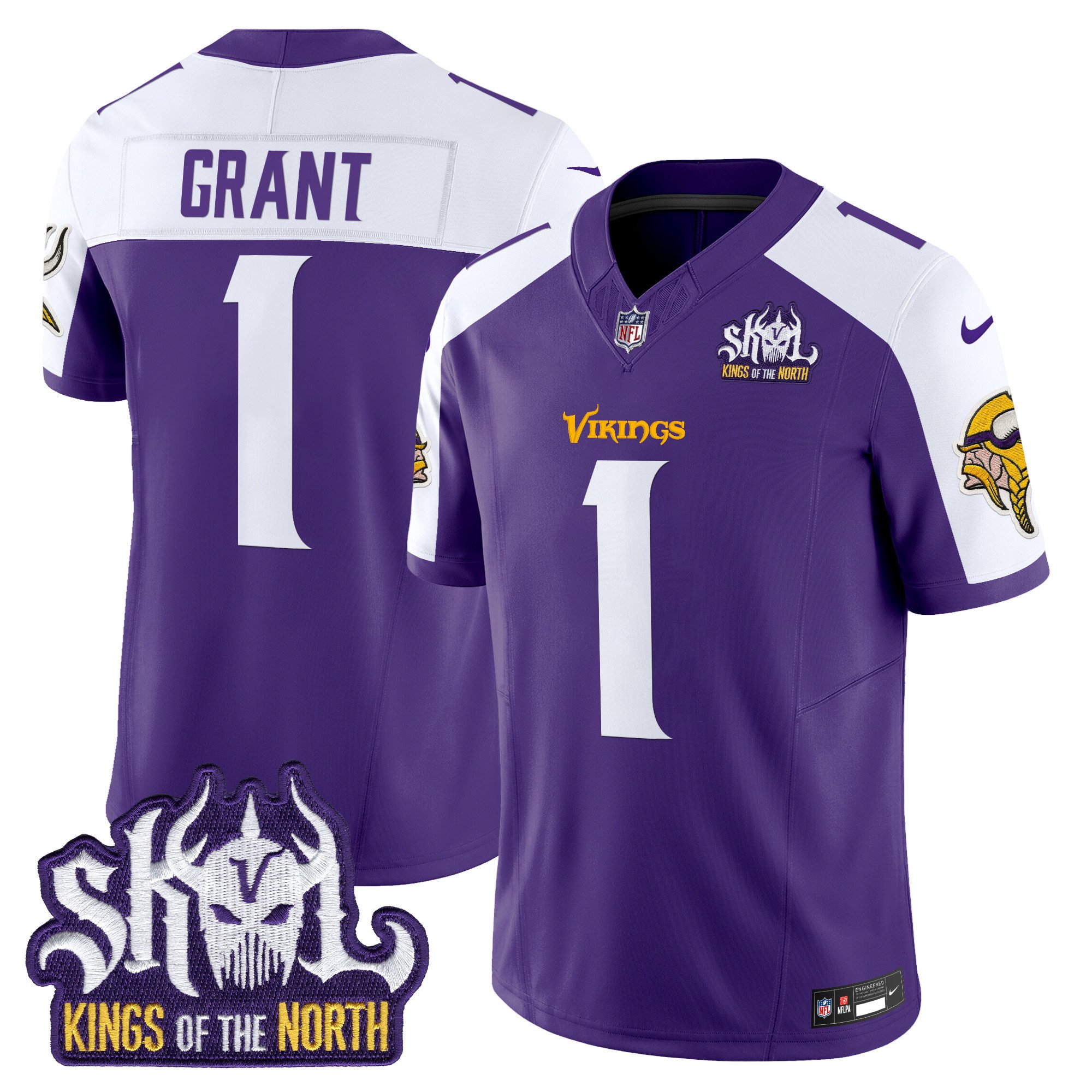 Men's Bud Grant Minnesota Vikings Kings Of The North Patch Vapor Limited Purple Alternate Jersey - All Stitched