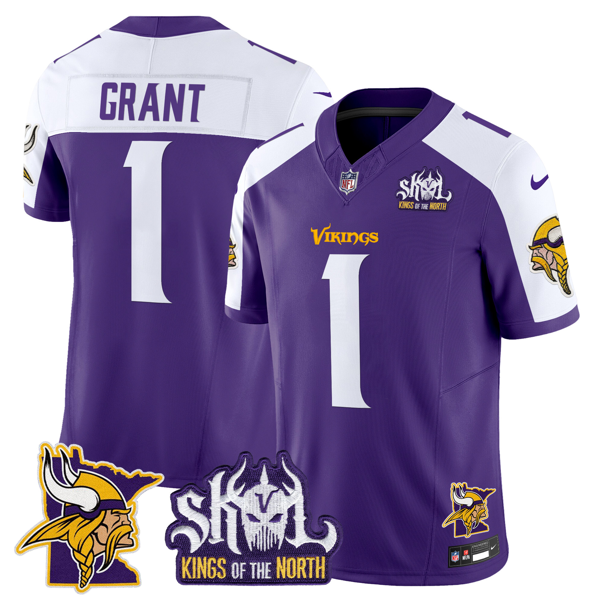 Men's Bud Grant Minnesota Vikings Kings Of The North Patch Vapor Limited Purple Alternate Jersey - All Stitched