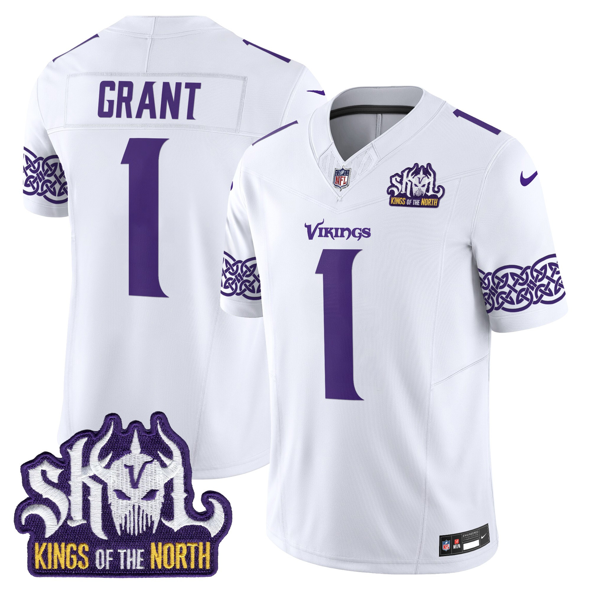 Men's Bud Grant Minnesota Vikings Kings Of The North Patch Vapor Limited White Jersey - All Stitched