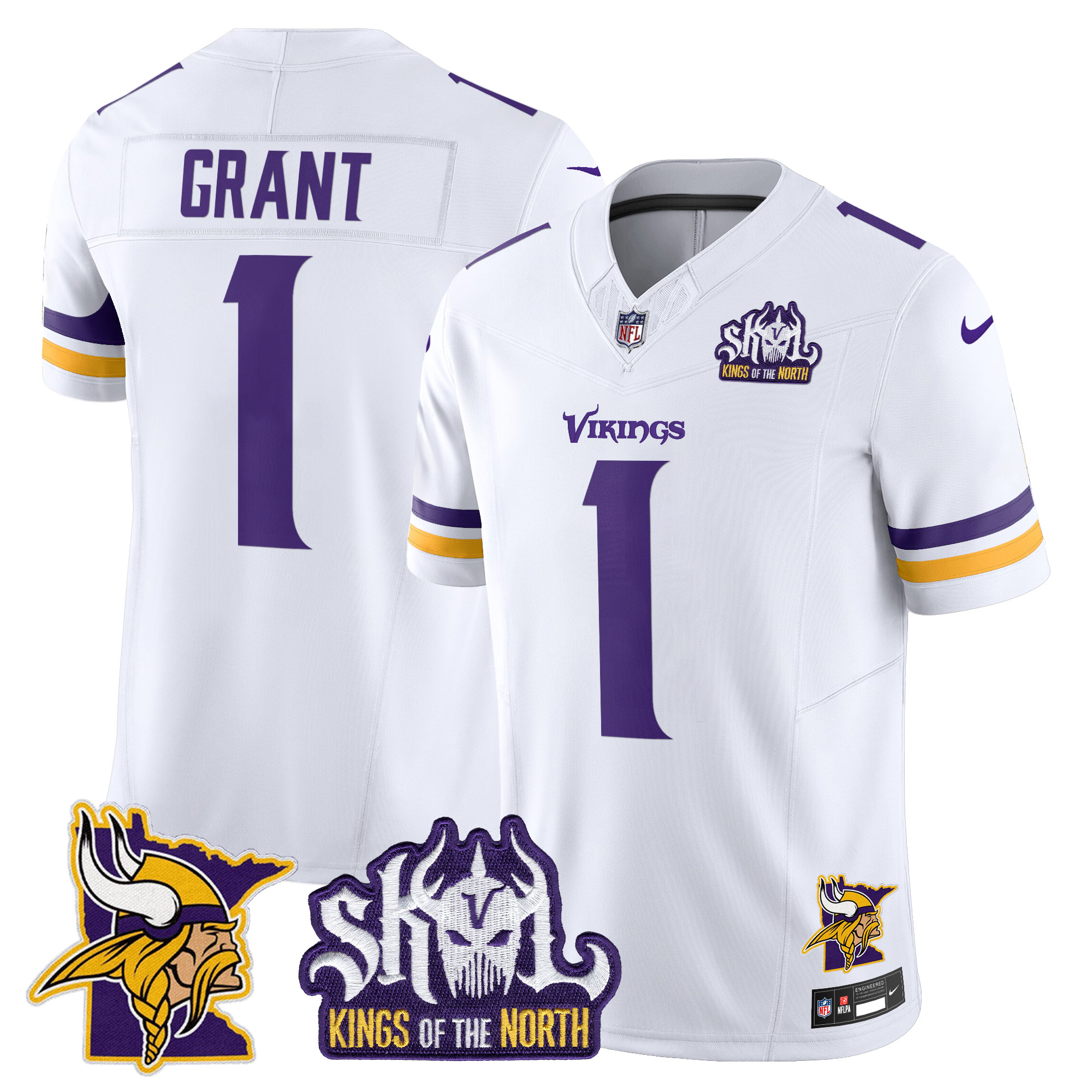 Men's Bud Grant Minnesota Vikings Kings Of The North Patch Vapor Limited White Jersey - All Stitched