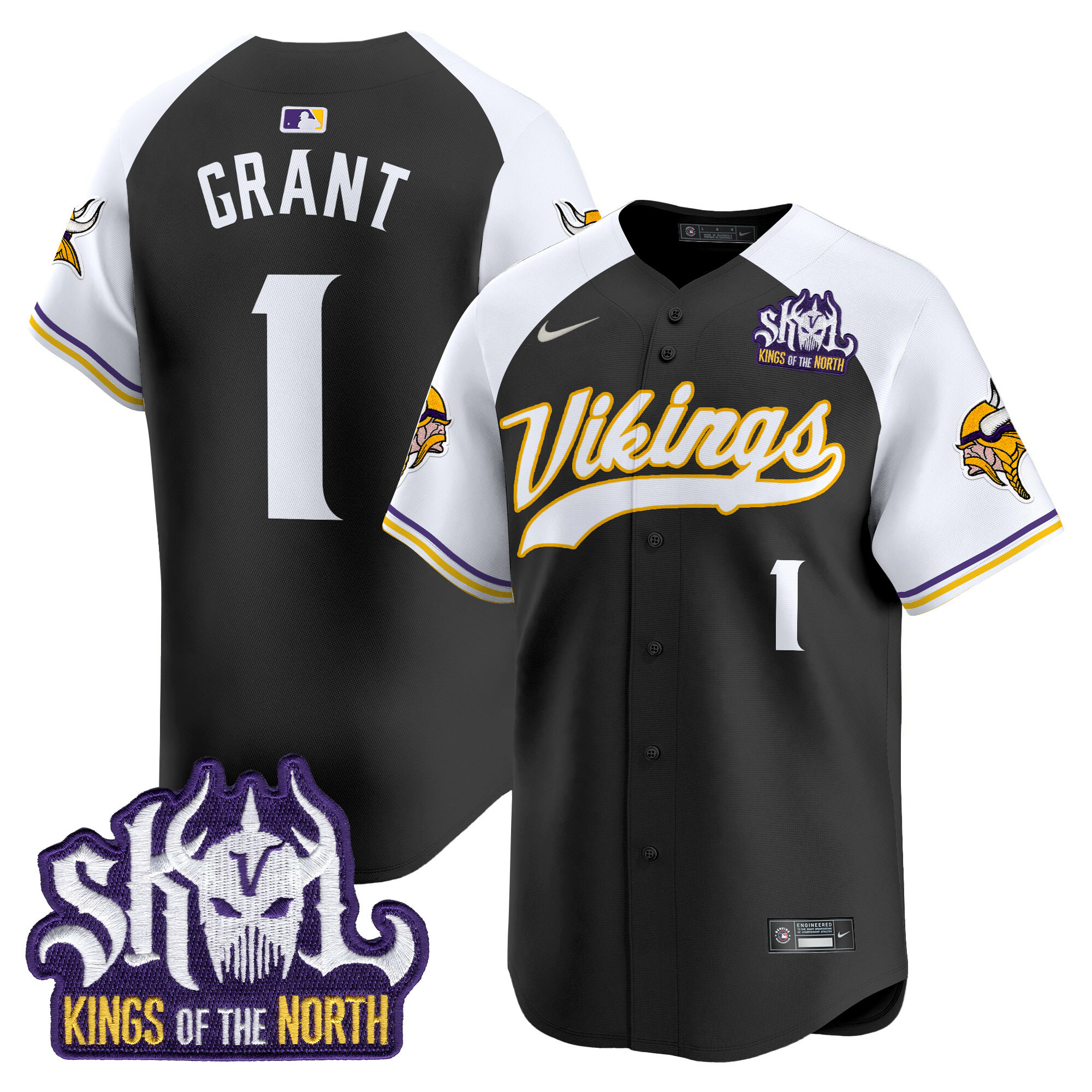Men's Bud Grant Minnesota Vikings Kings Of The North Patch Vapor Premier Limited Black Alternate Jersey - All Stitched
