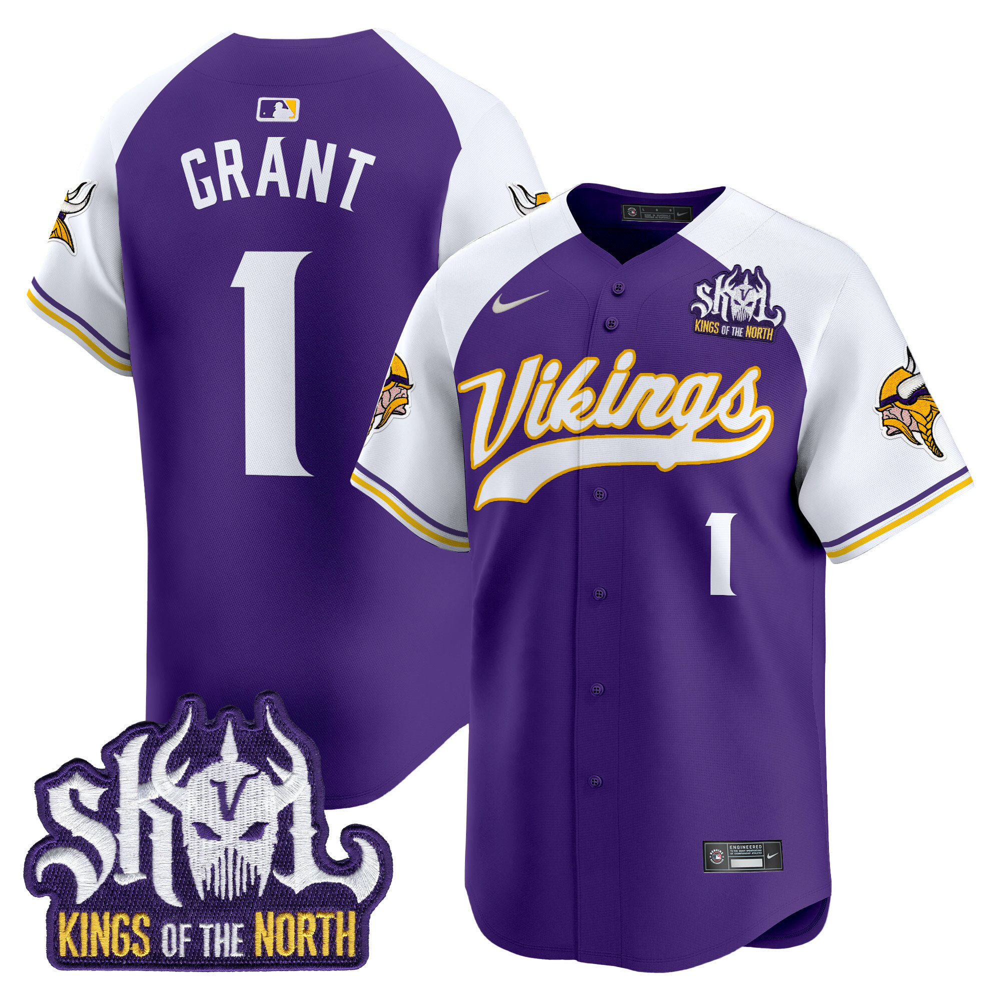 Men's Bud Grant Minnesota Vikings Kings Of The North Patch Vapor Premier Limited Purple Alternate Jersey - All Stitched