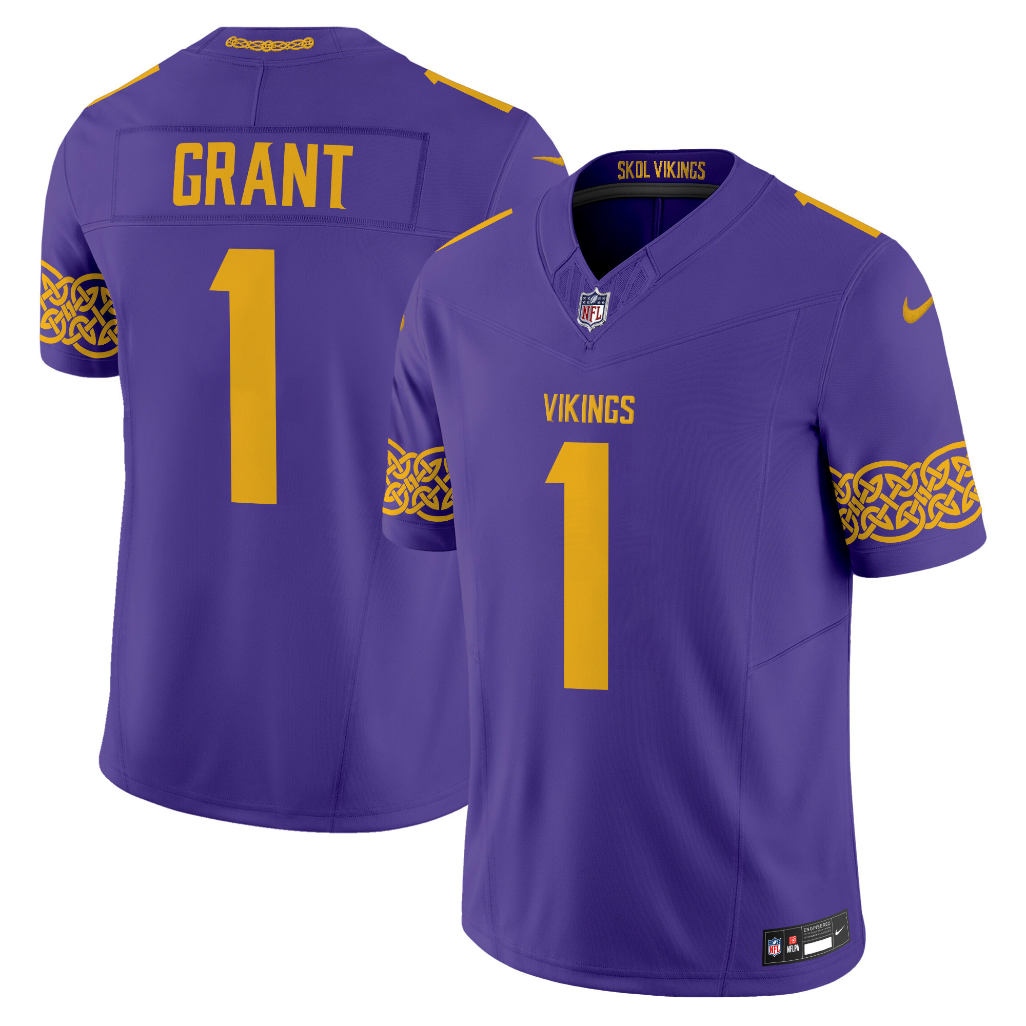 Men's Bud Grant Minnesota Vikings Nordic Pattern Vapor Limited Purple Jersey - All Stitched