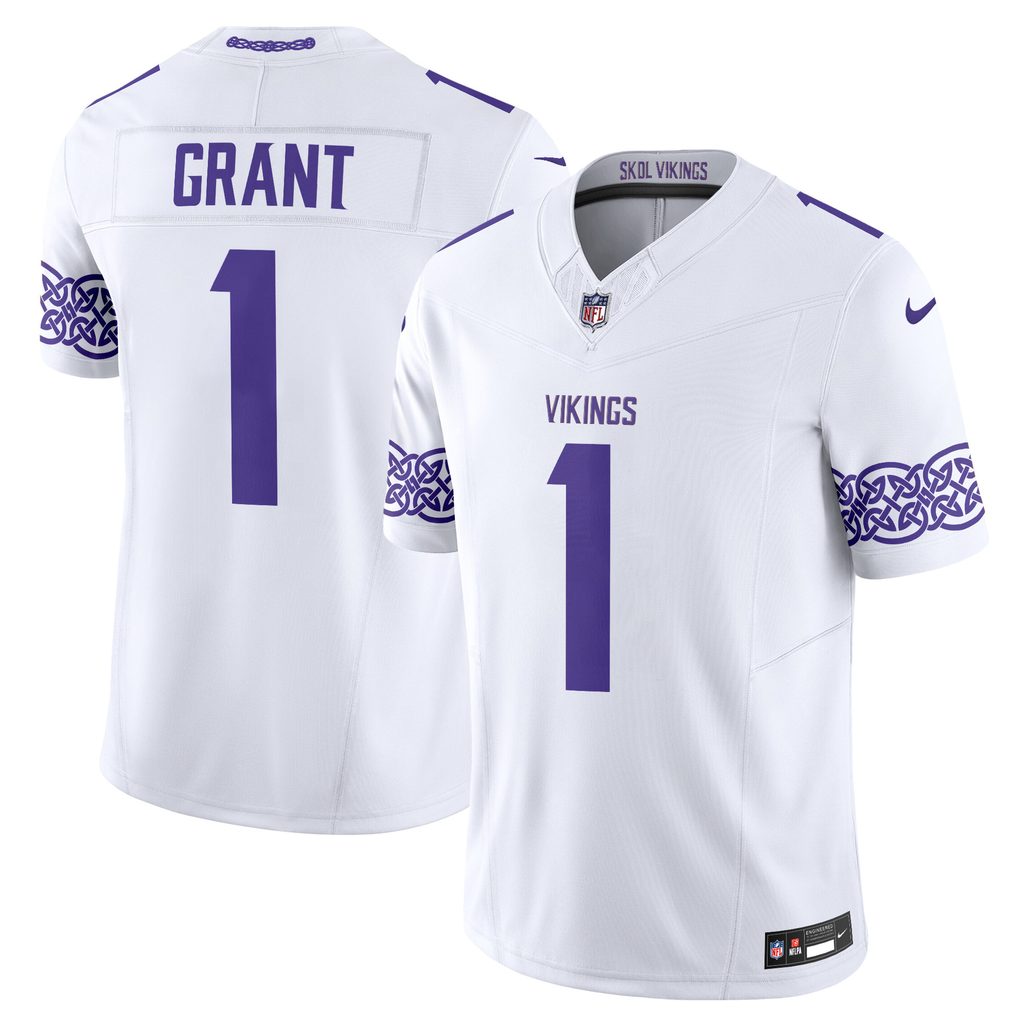 Men's Bud Grant Minnesota Vikings Nordic Pattern Vapor Limited White Jersey - All Stitched