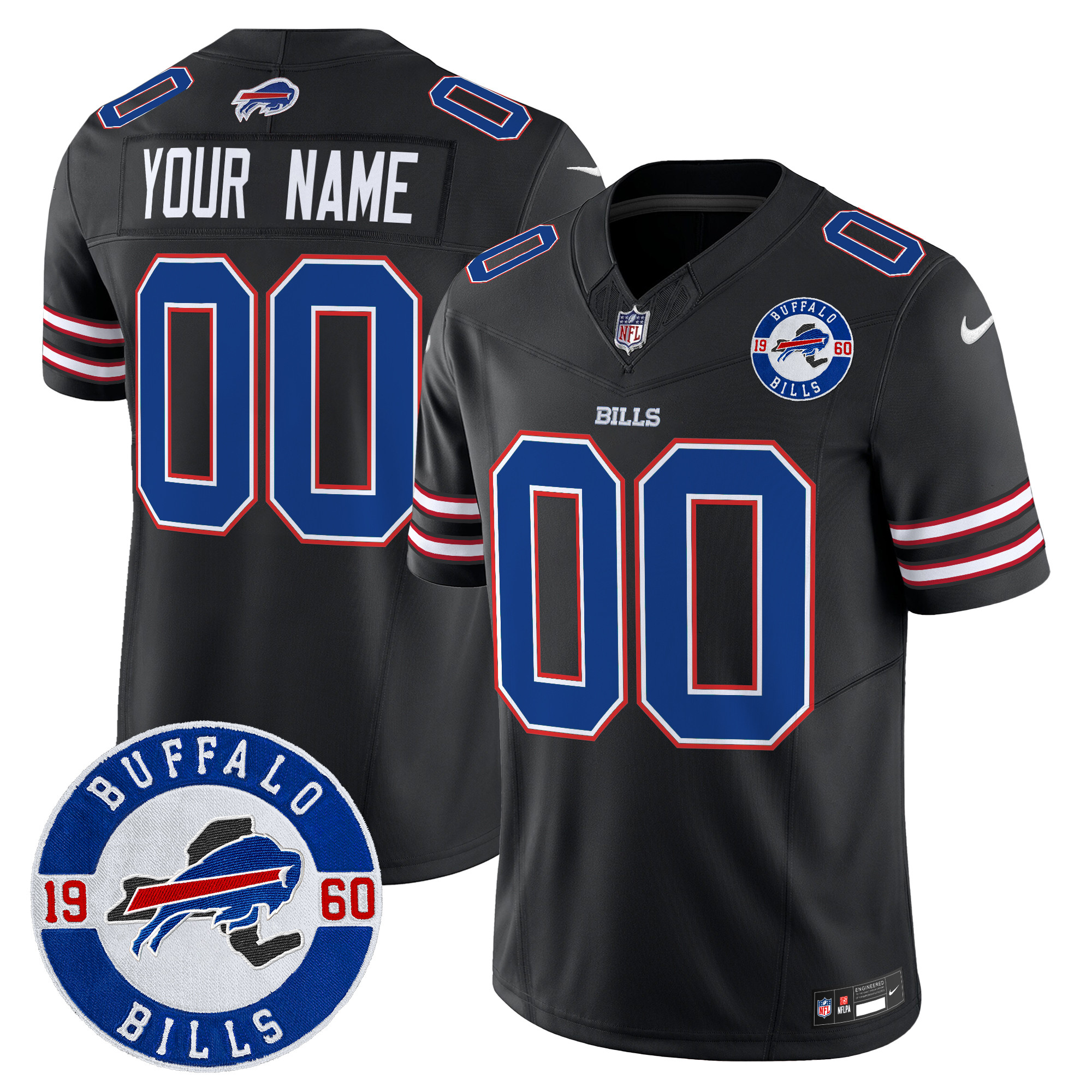 Men's Buffalo Bills 2024 Vapor Limited Custom Black Jersey - All Stitched