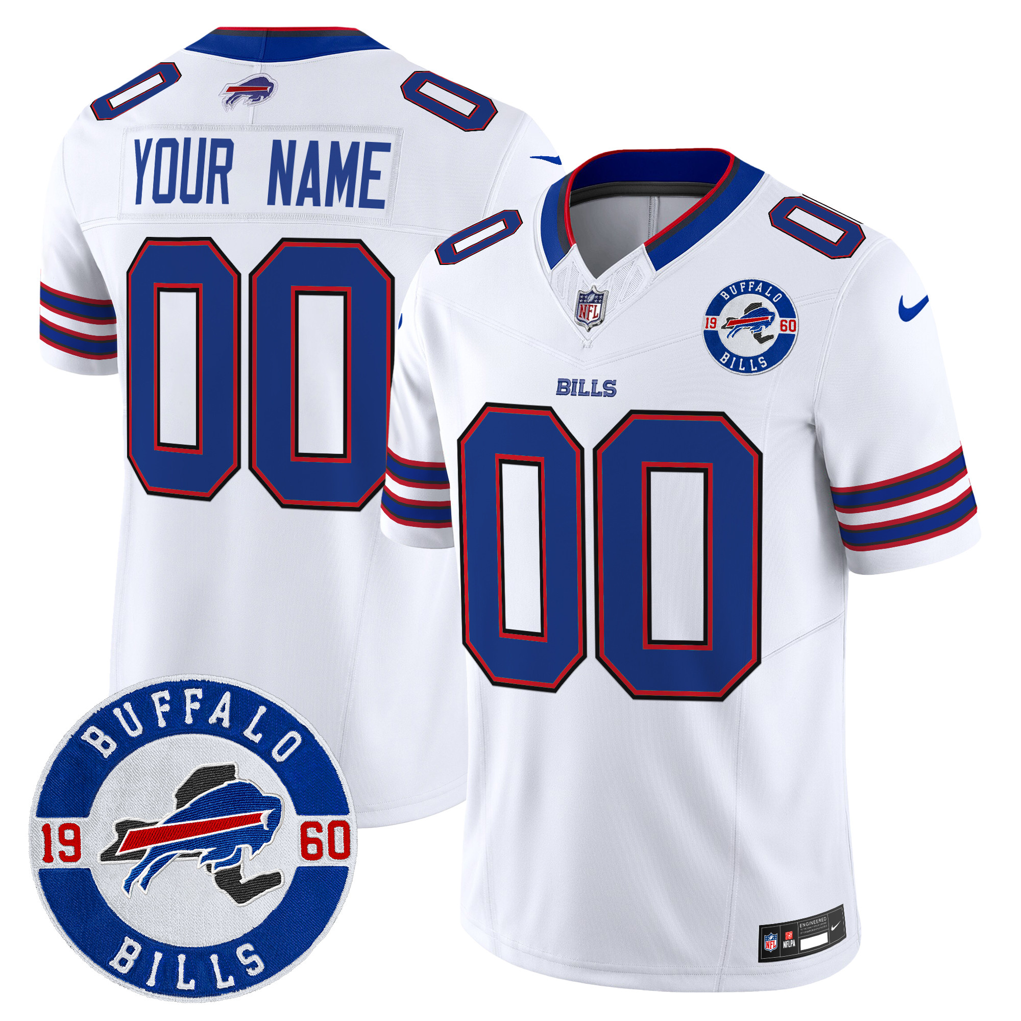 Men's Buffalo Bills 2024 Vapor Limited Custom White Jersey - All Stitched