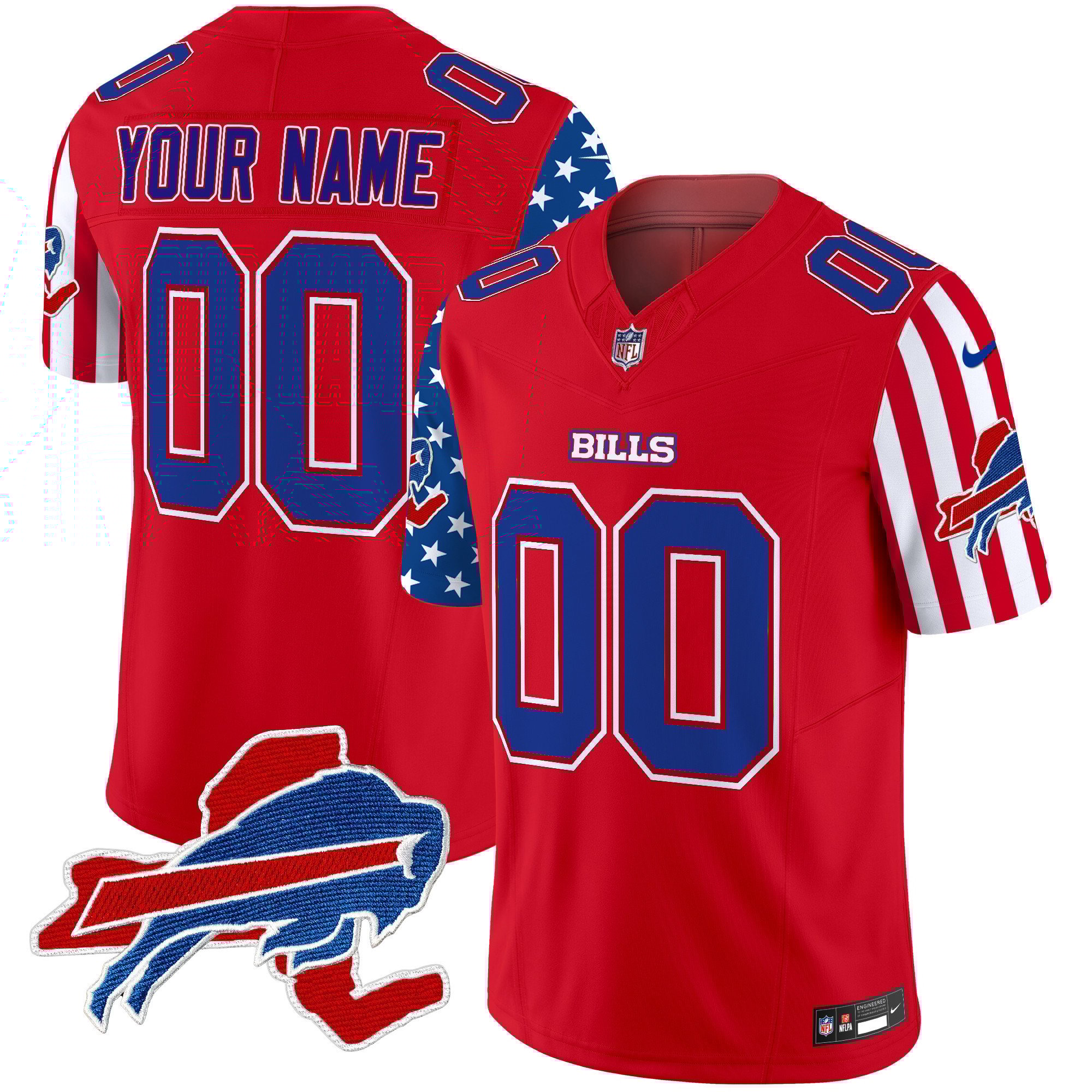 Men's Buffalo Bills American Style Vapor Limited Custom Red Jersey - All Stitched