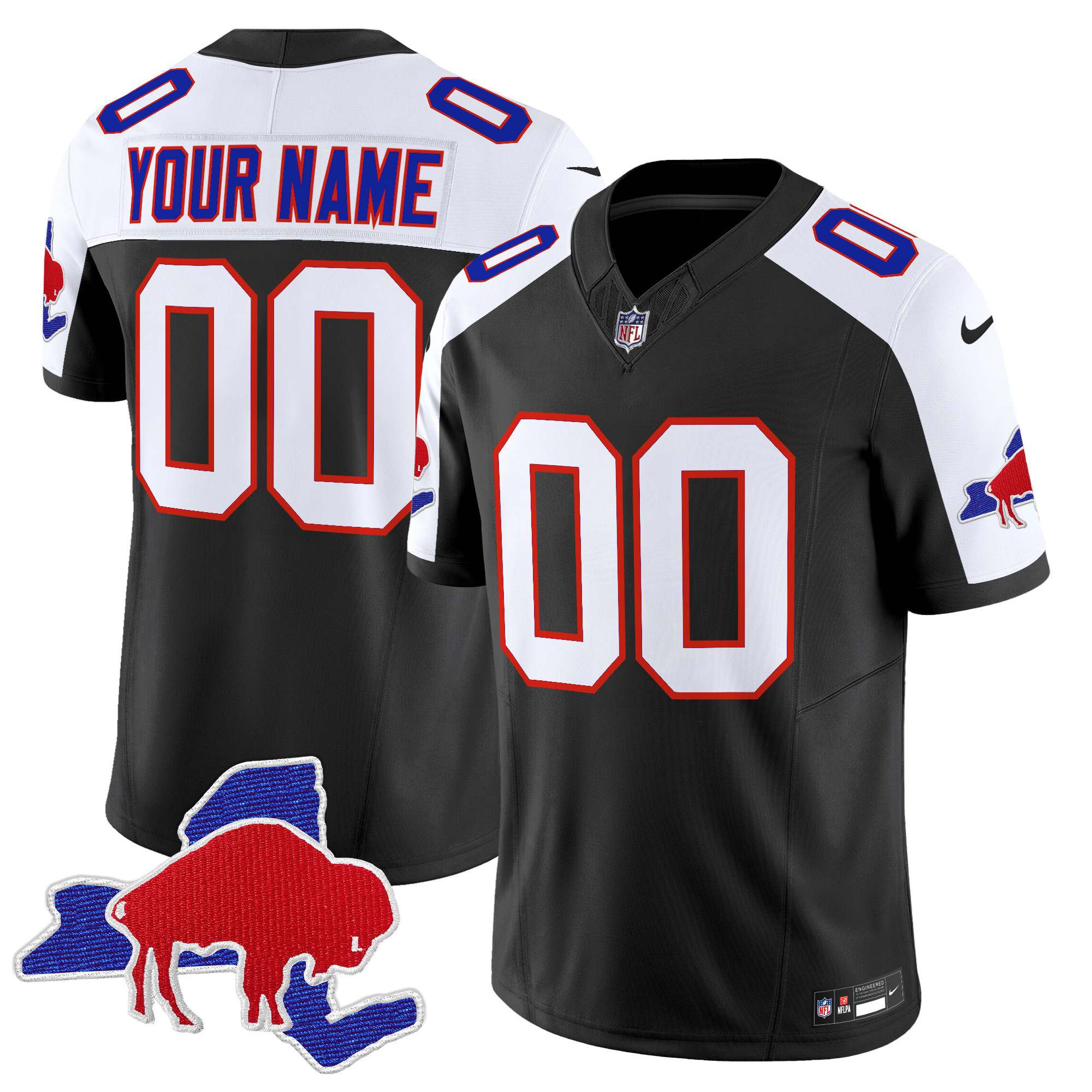 Men's Buffalo Bills Throwback 2024 Vapor Limited Custom Black Alternate Jersey - All Stitched