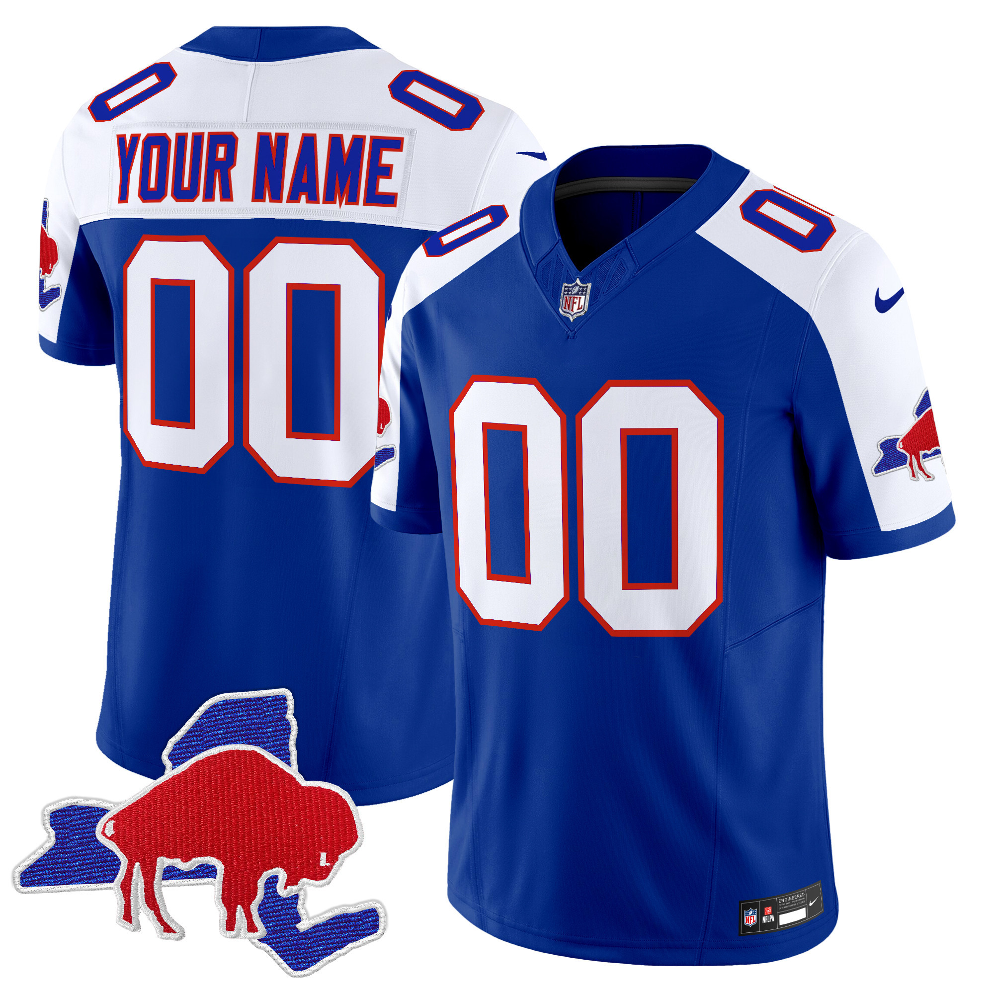 Men's Buffalo Bills Throwback 2024 Vapor Limited Custom Royal Alternate Jersey - All Stitched