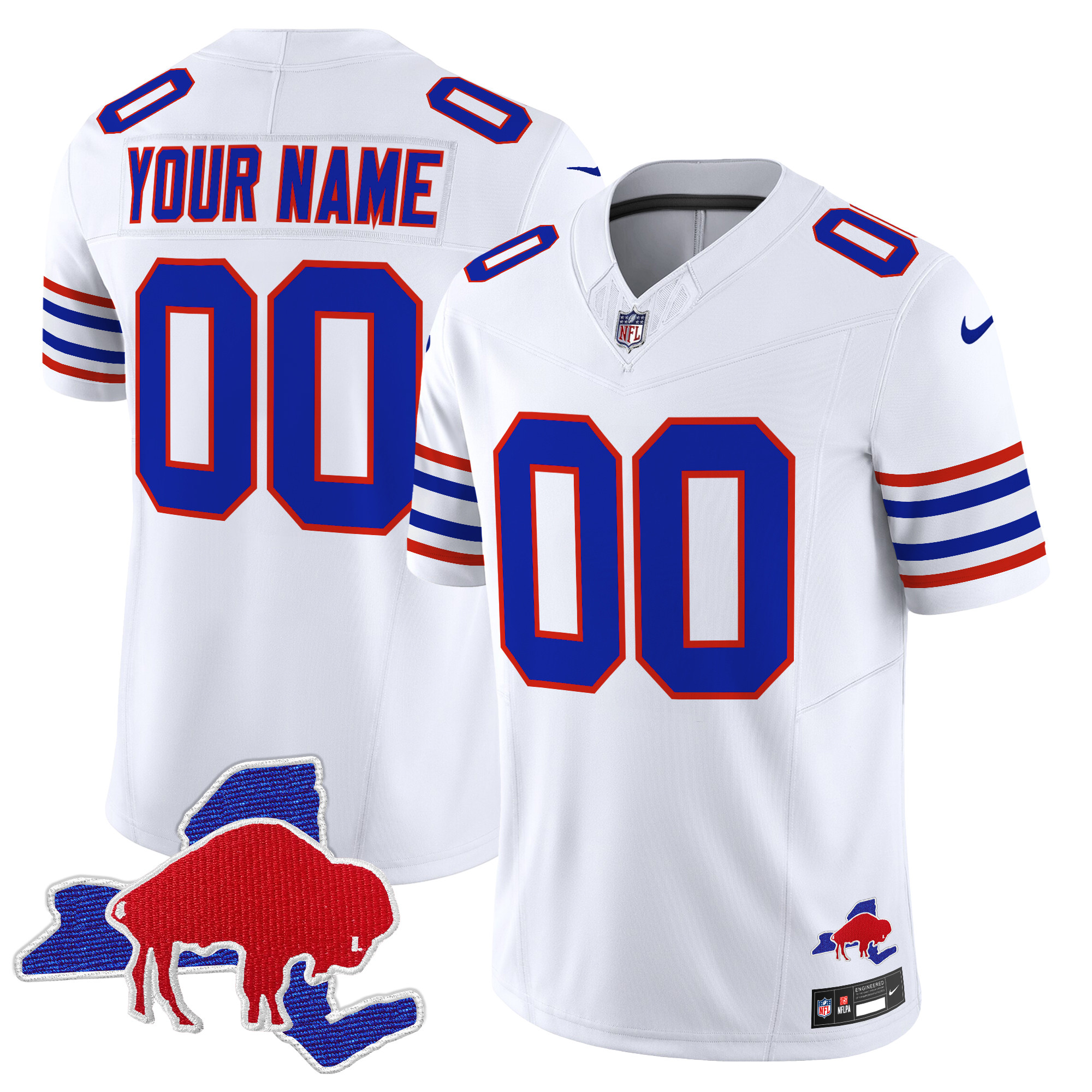 Men's Buffalo Bills Throwback 2024 Vapor Limited Custom White Jersey - All Stitched