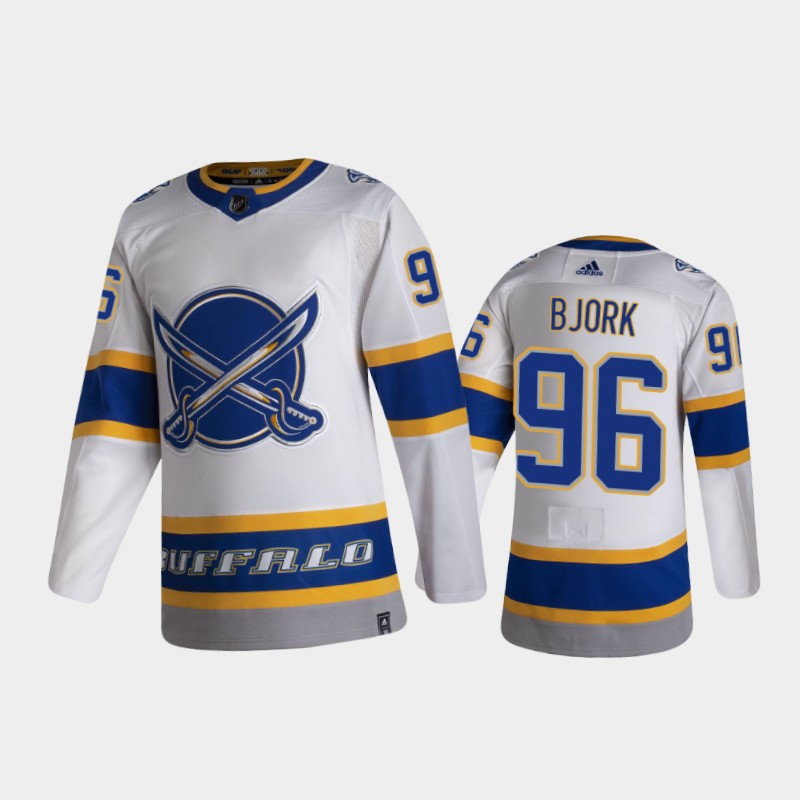 Men's Buffalo Sabres Anders Bjork #96 Reverse Retro 2021 White Jersey