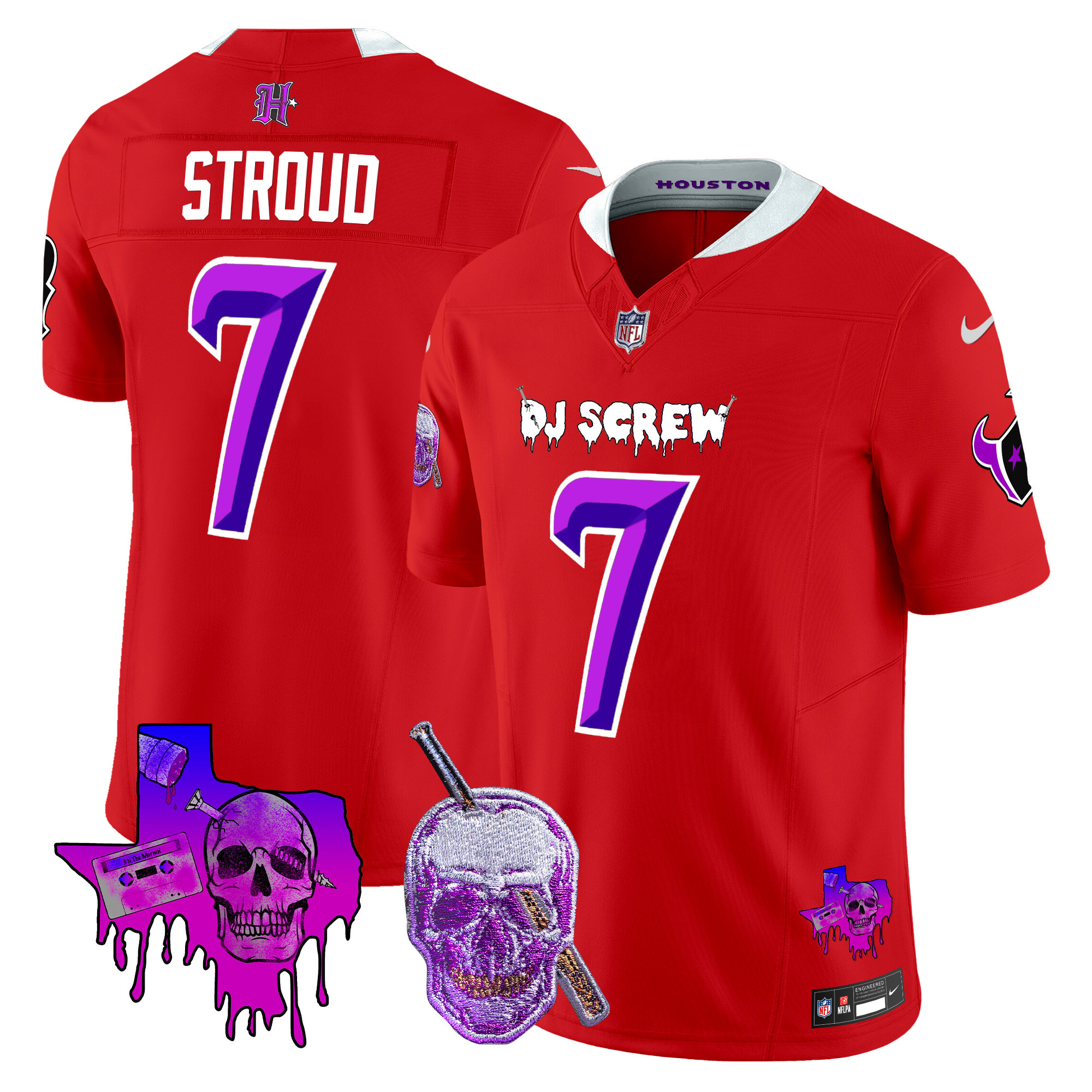 Men's C.J. Stroud Houston Texans DJ Screw Vapor Limited Red Jersey - All Stitched