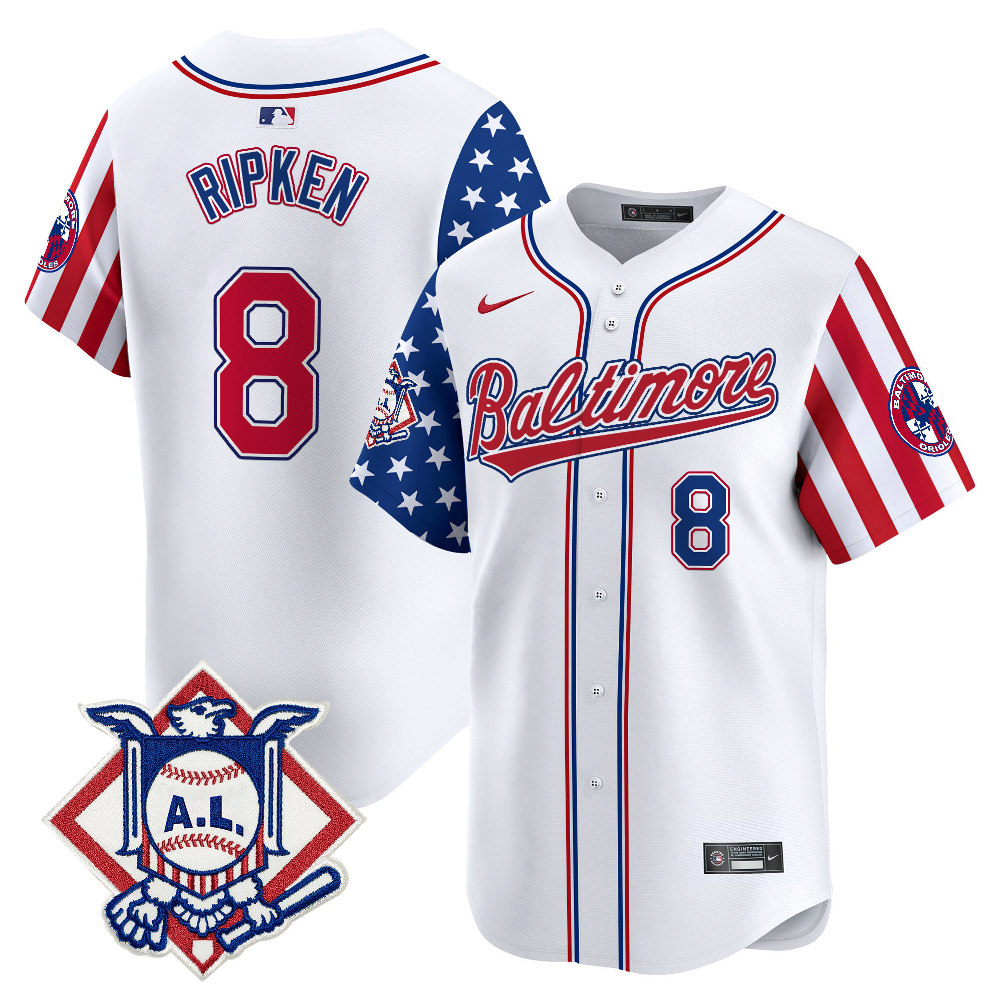 Men's Cal Ripken Baltimore Orioles 2024 Fourth of July Vapor Premier Limited White Limited Jersey - All Stitched
