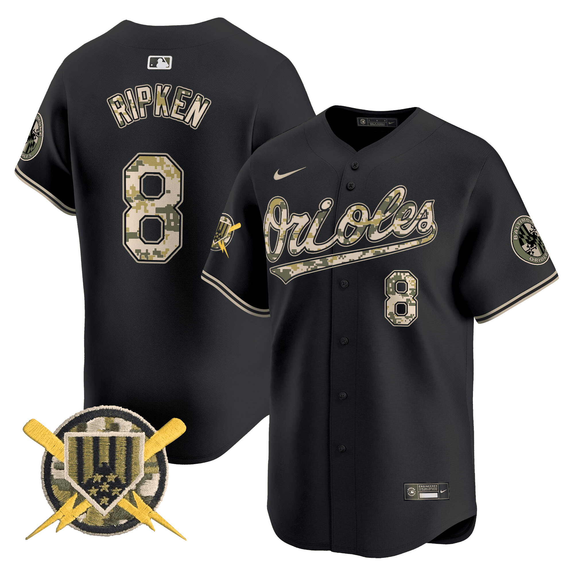 Men's Cal Ripken Baltimore Orioles Armed Forces Day Vapor Premier Limited Black Jersey - All Stitched