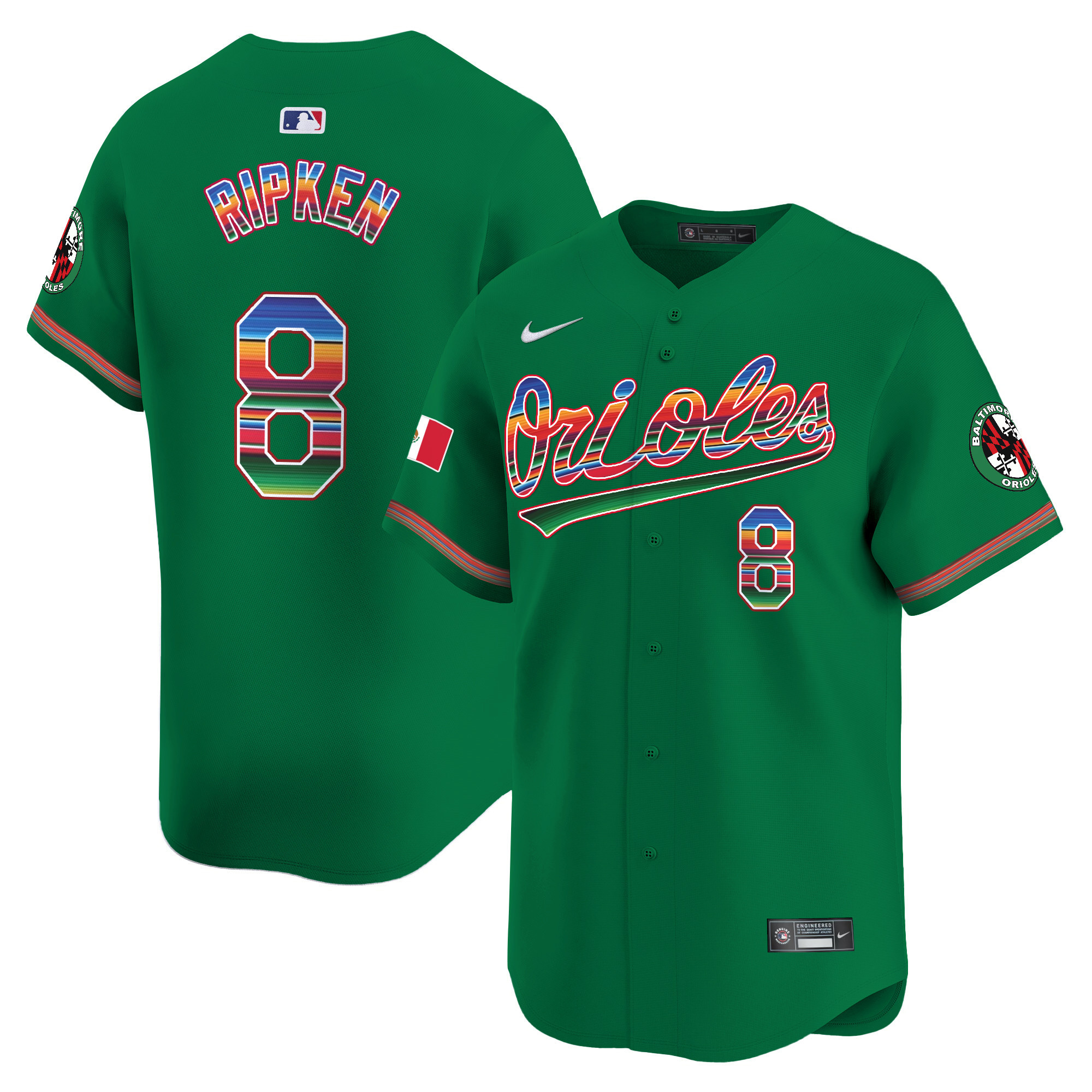 Men's Cal Ripken Baltimore Orioles Mexico Vapor Premier Limited Green Jersey - All Stitched