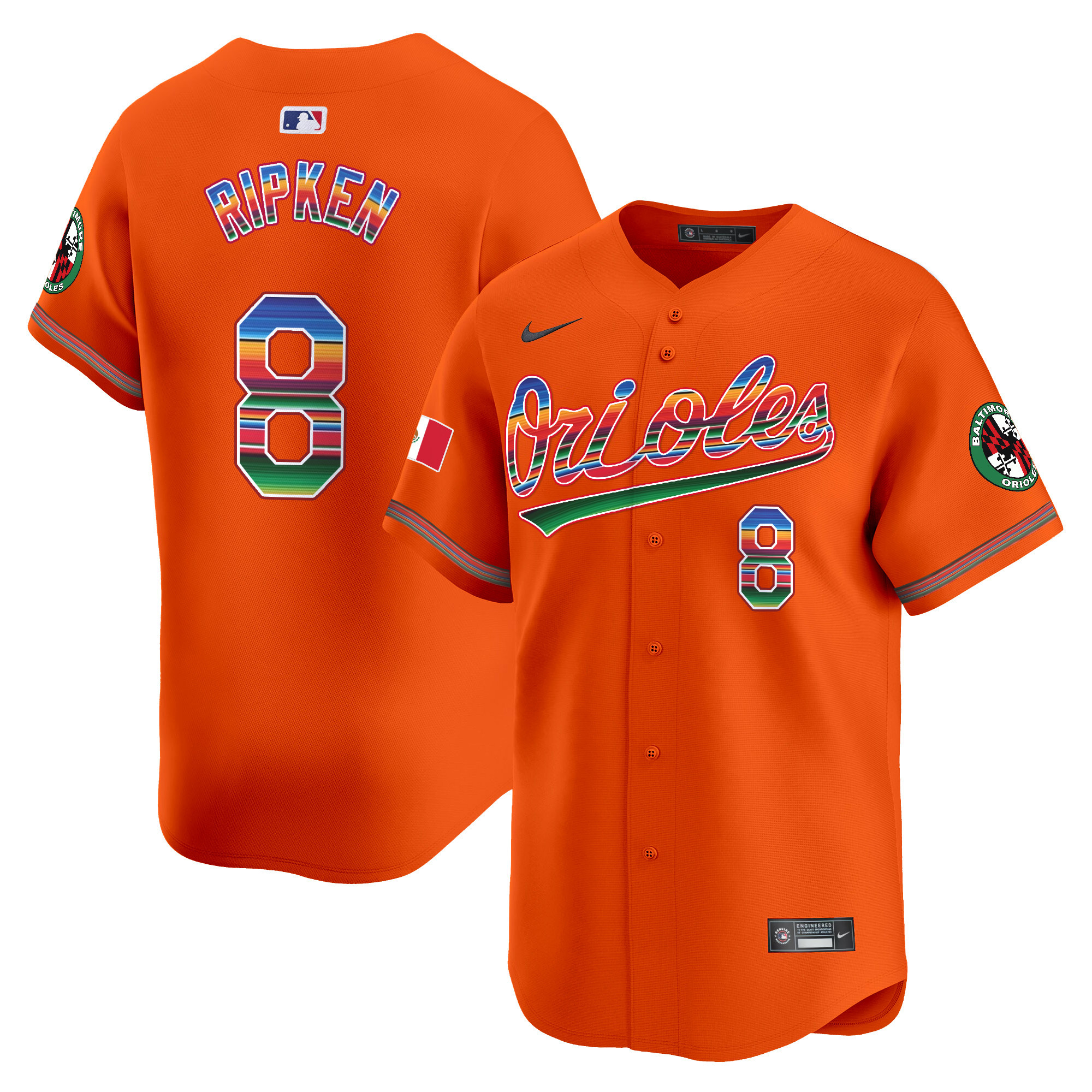 Men's Cal Ripken Baltimore Orioles Mexico Vapor Premier Limited Orange Jersey - All Stitched