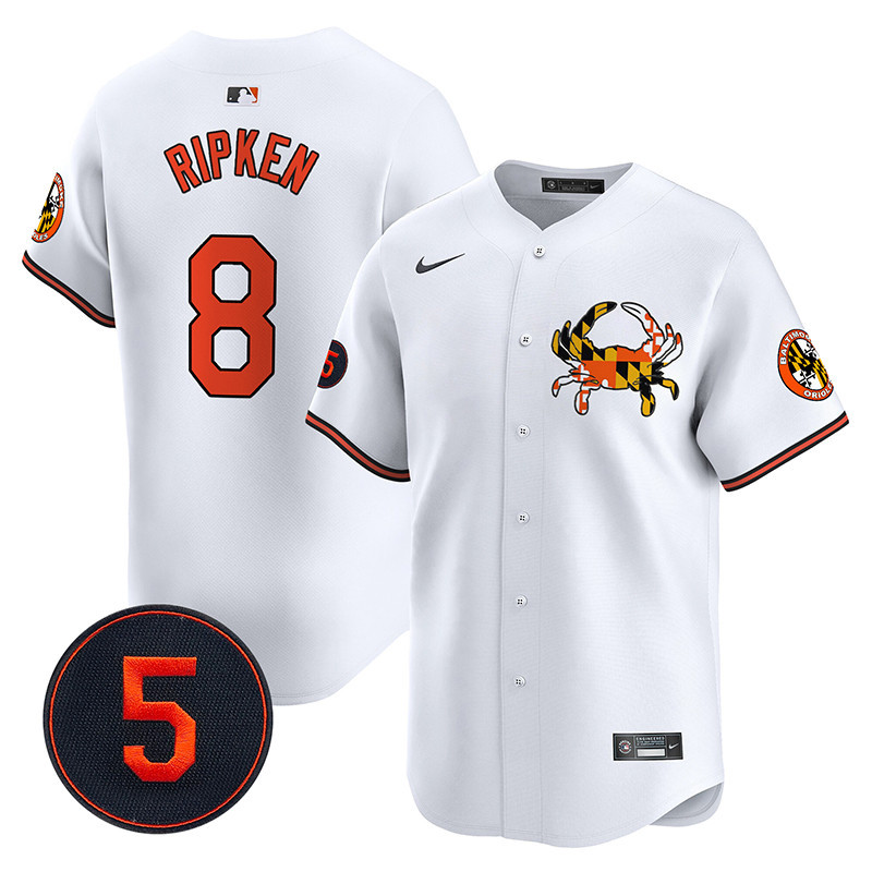 Men's Cal Ripken Baltimore Orioles Robinson Patch Vapor Premier Limited White Jersey V3 - All Stitched