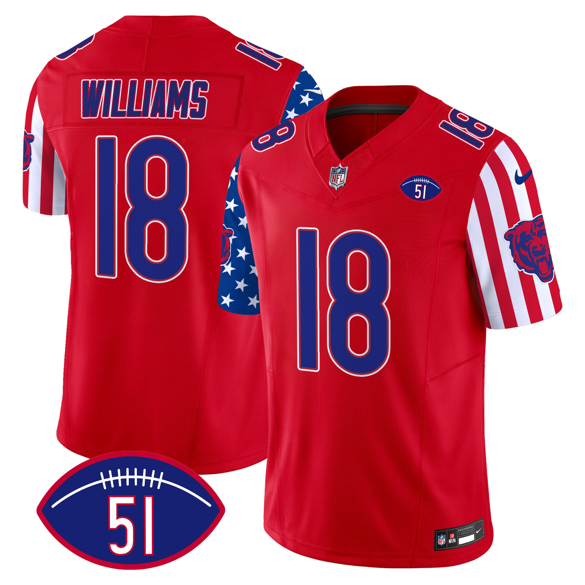 Men's Caleb Williams Chicago Bears American Style Vapor Limited Red Jersey - All Stitched