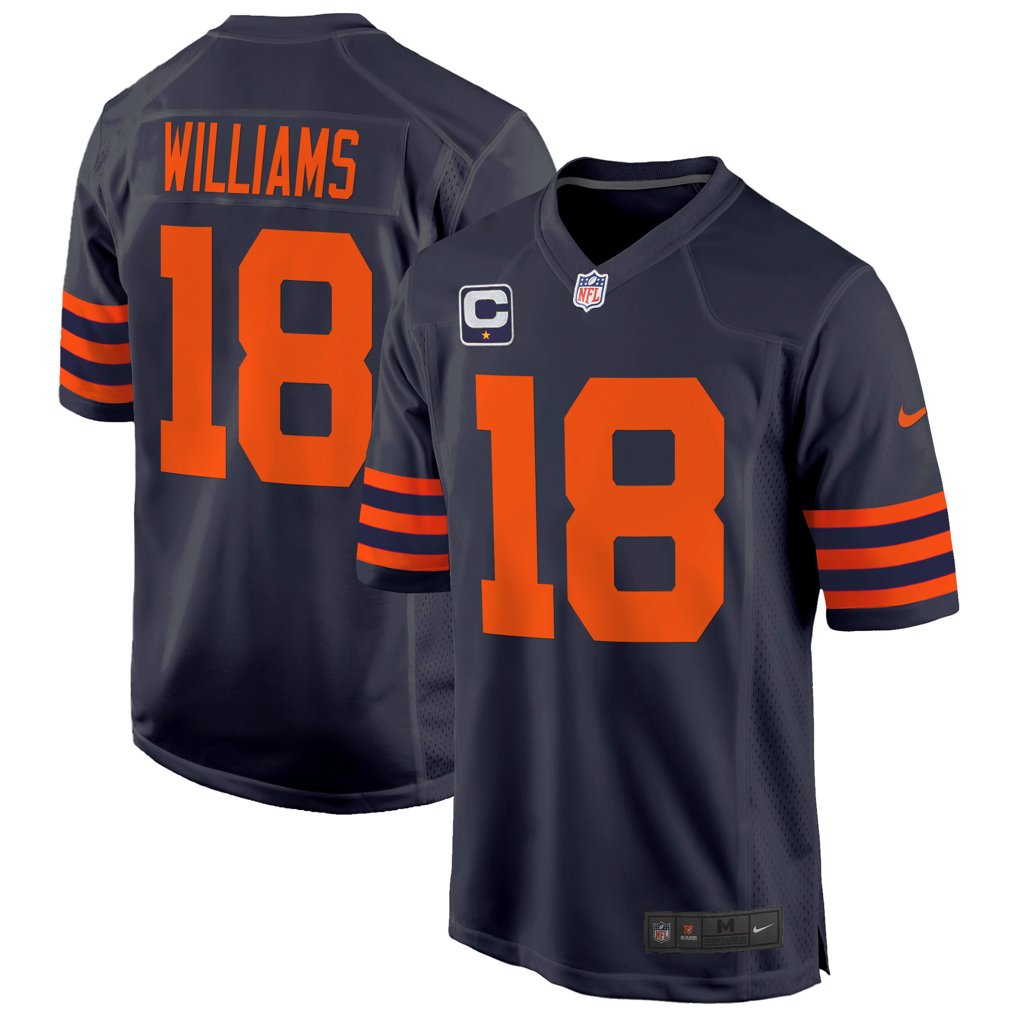 Men's Caleb Williams Chicago Bears Throwback Game Navy Jersey - All Stitched