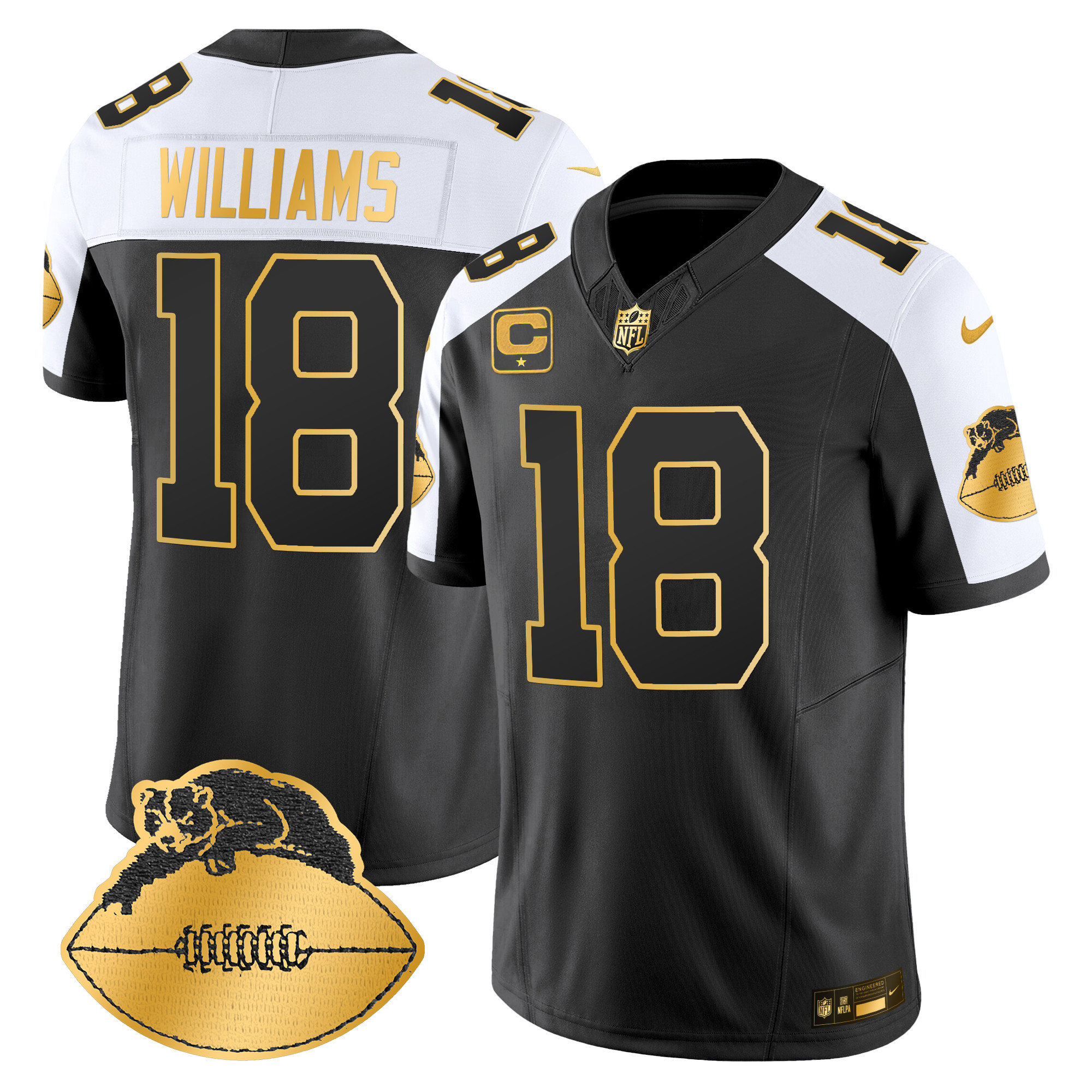 Men's Caleb Williams Chicago Bears Throwback Gold Vapor Limited Alternate Jersey - All Stitched