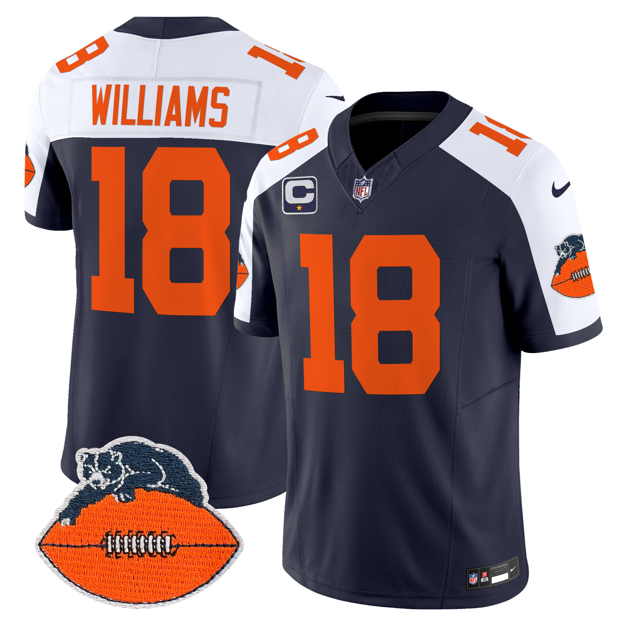 Men's Caleb Williams Chicago Bears Throwback Vapor Limited Navy Alternate Jersey - All Stitched